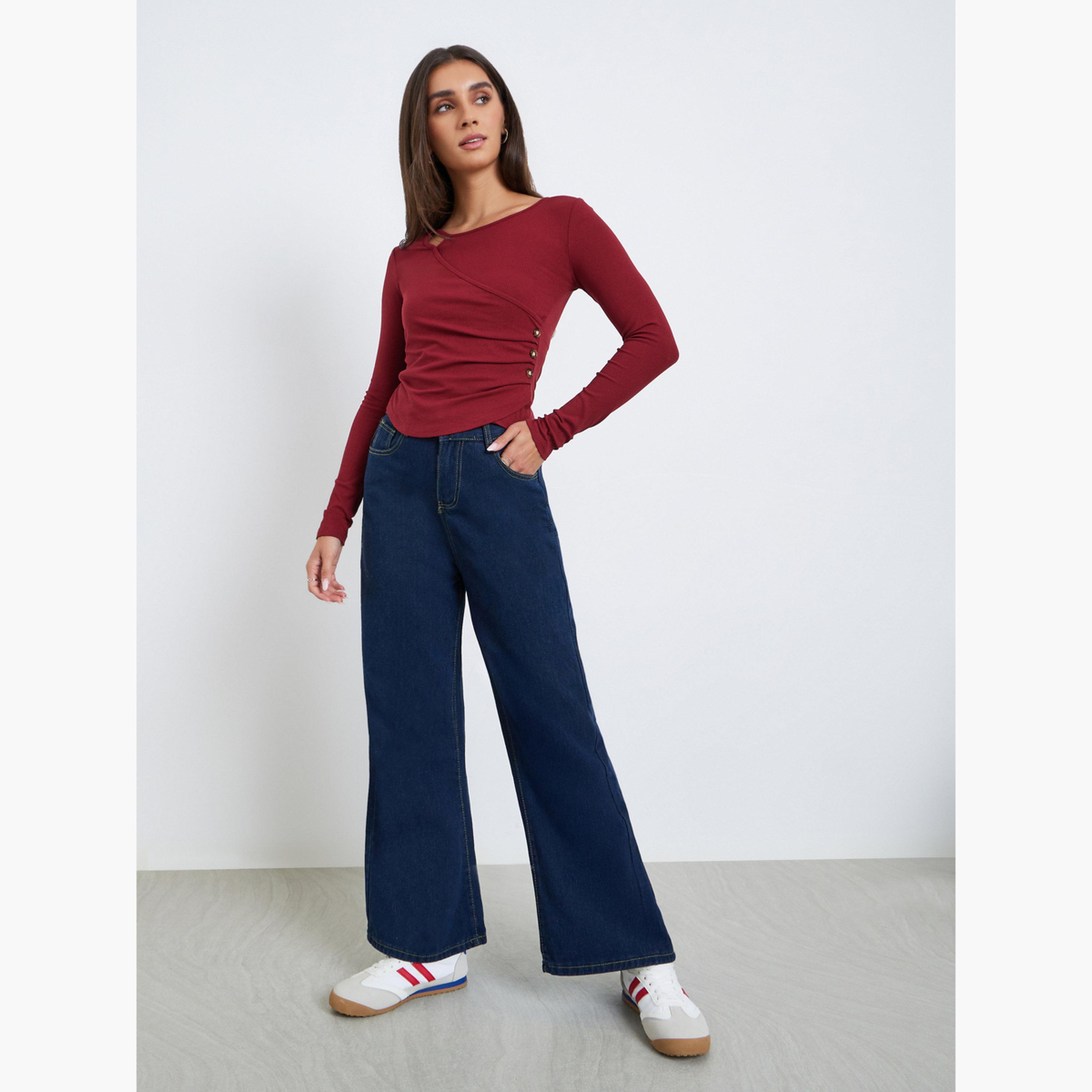 بلوزة بأكمام طويلة بقصة غير متماثلة-women-clothing-shirtsandblouses-blouses-image-2