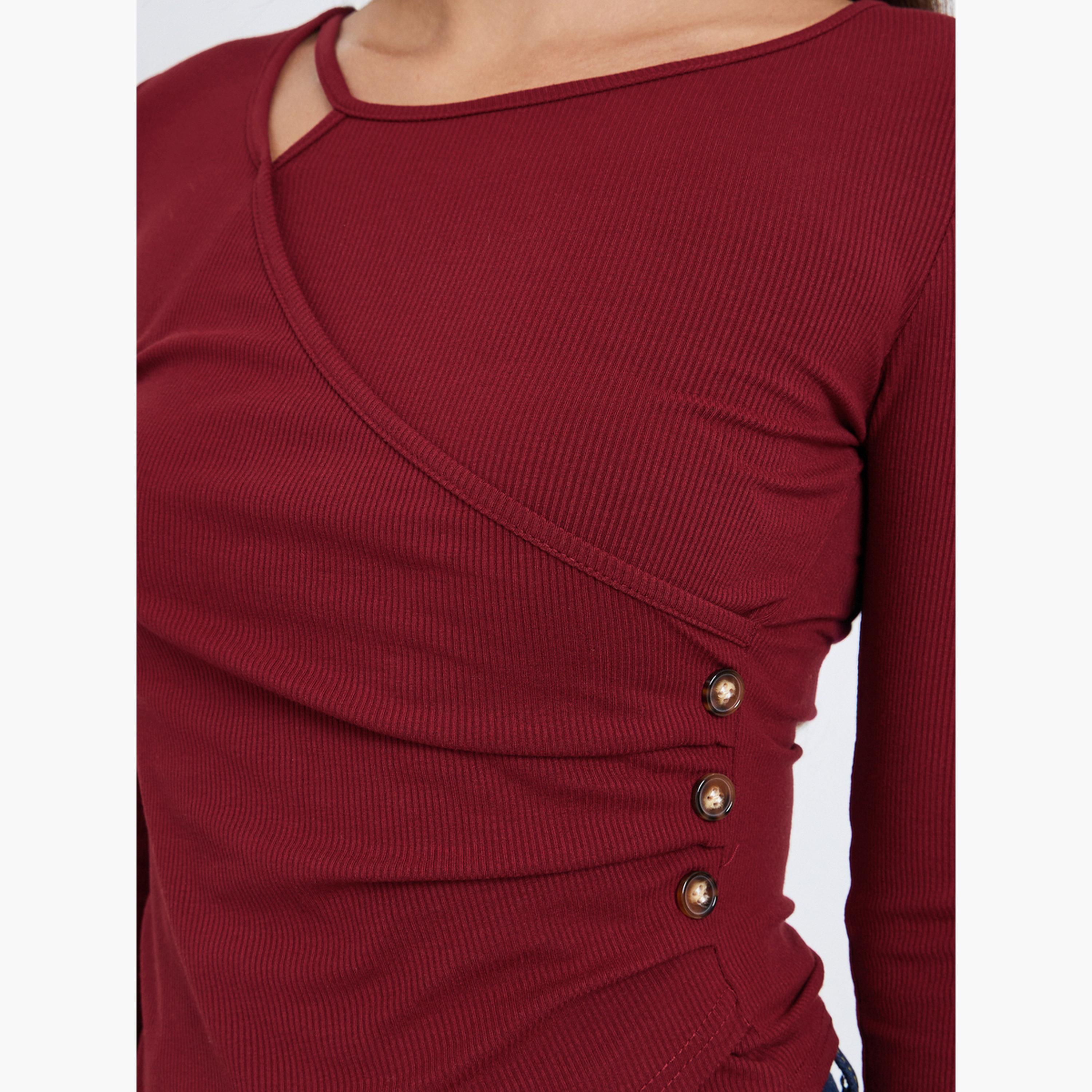 بلوزة بأكمام طويلة بقصة غير متماثلة-women-clothing-shirtsandblouses-blouses-image-5