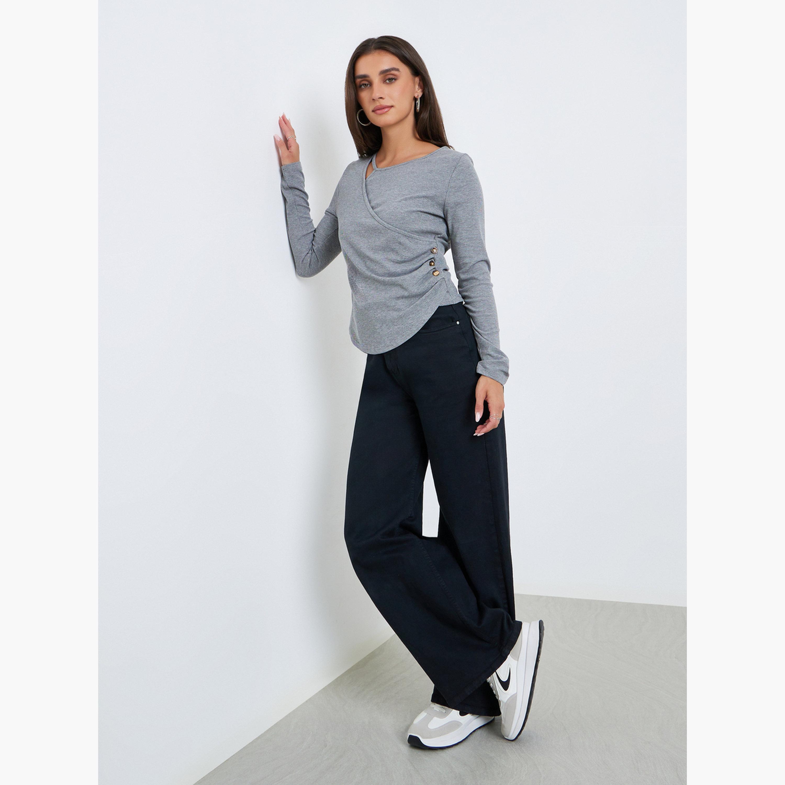بلوزة بأكمام طويلة بقصة غير متماثلة-women-clothing-shirtsandblouses-blouses-image-2