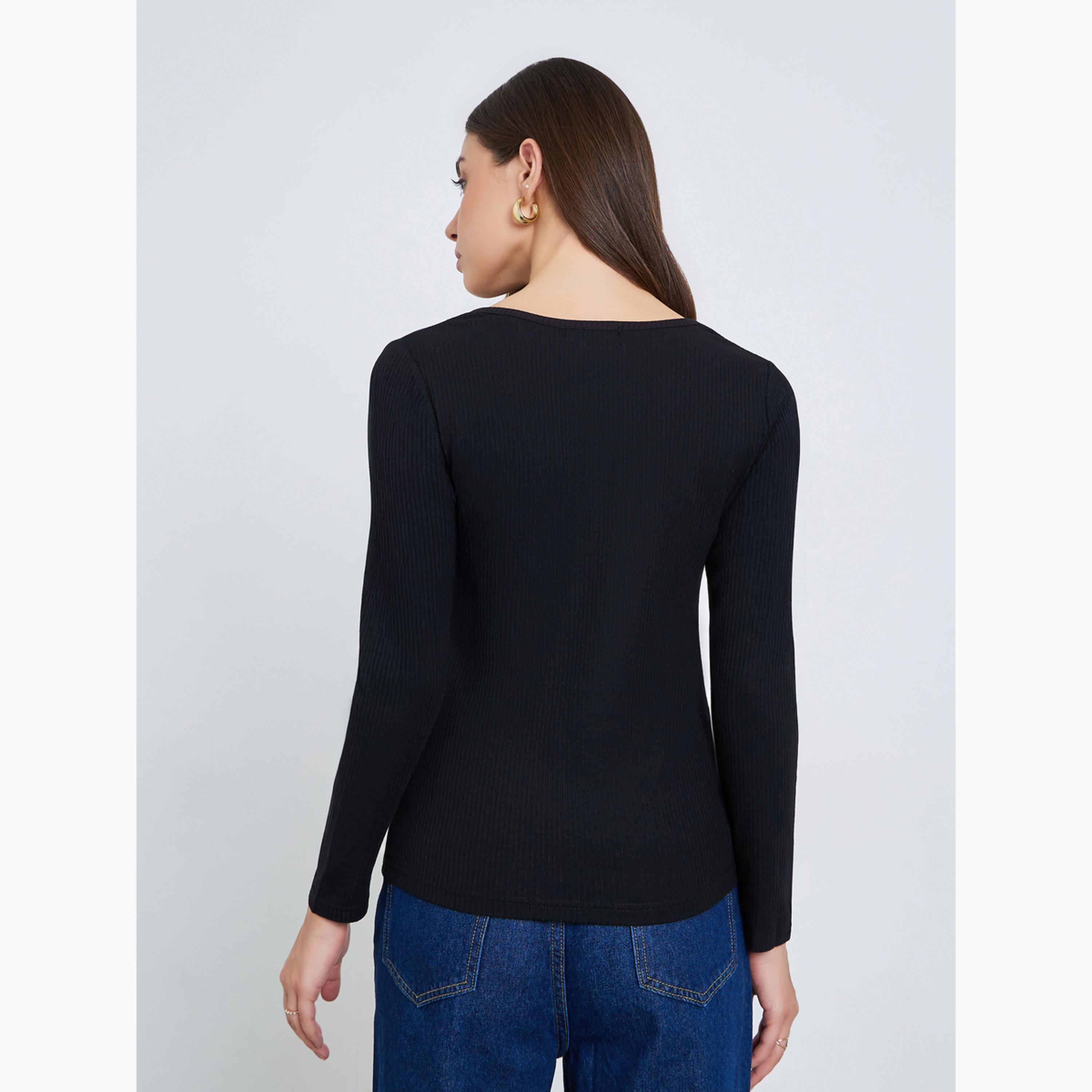 بلوزة محبوكة بأكمام طويلة وقصات-women-clothing-tshirts-image-4