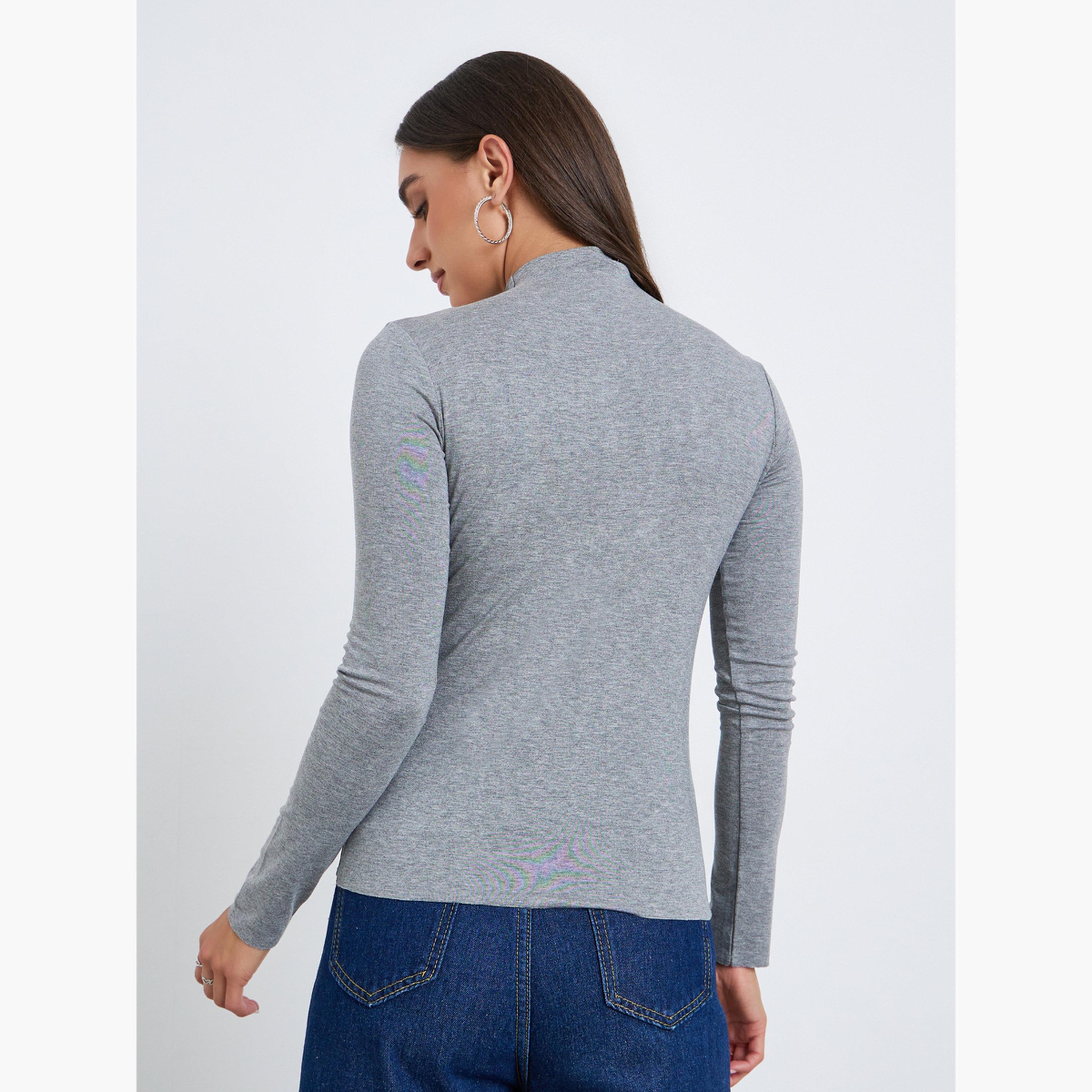 بلوزة بياقة عالية وأكمام طويلة-women-clothing-tshirts-image-5