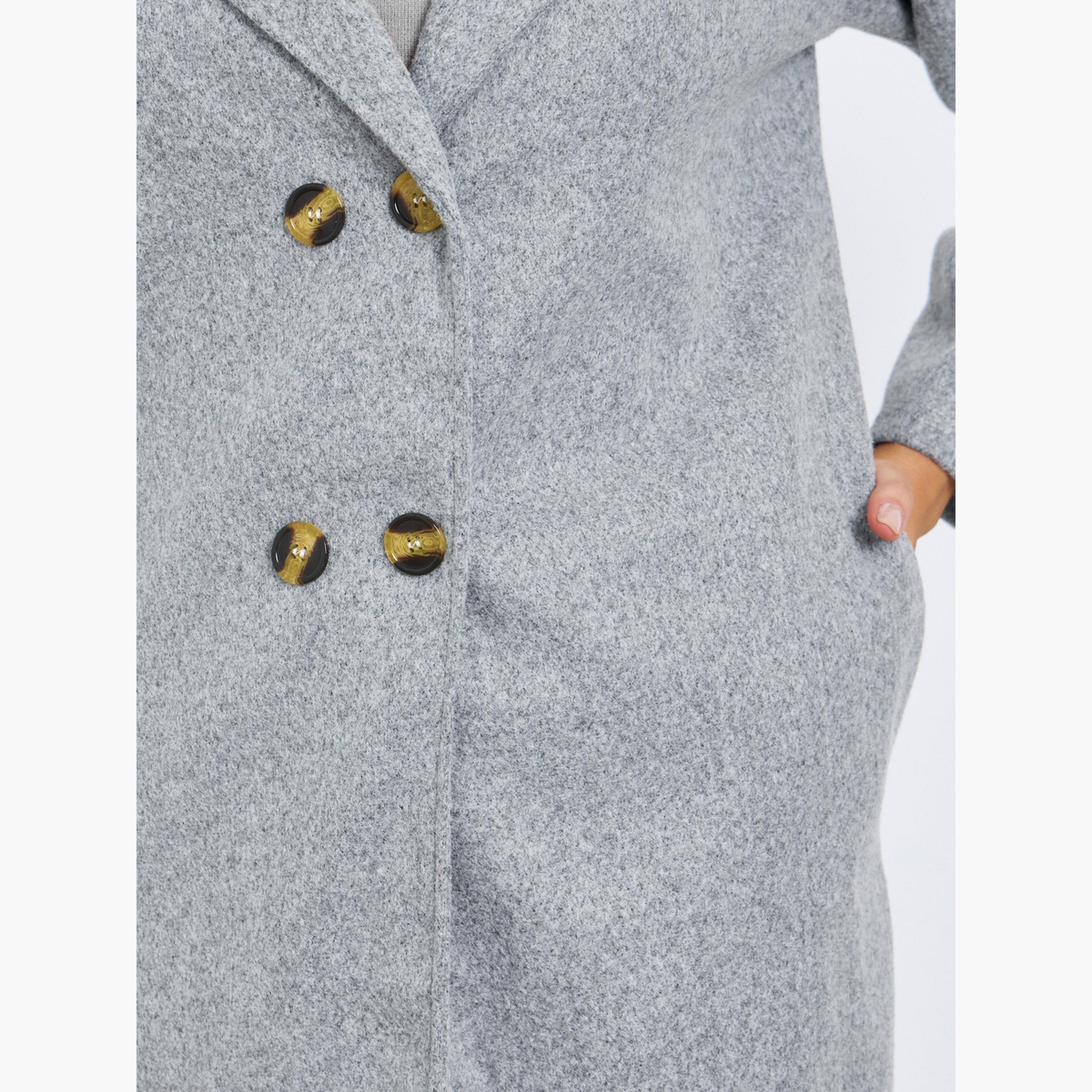 Styli Women Grey Notch Label Collar Midi Coat-women-clothing-coatsandjackets-coats-image-5