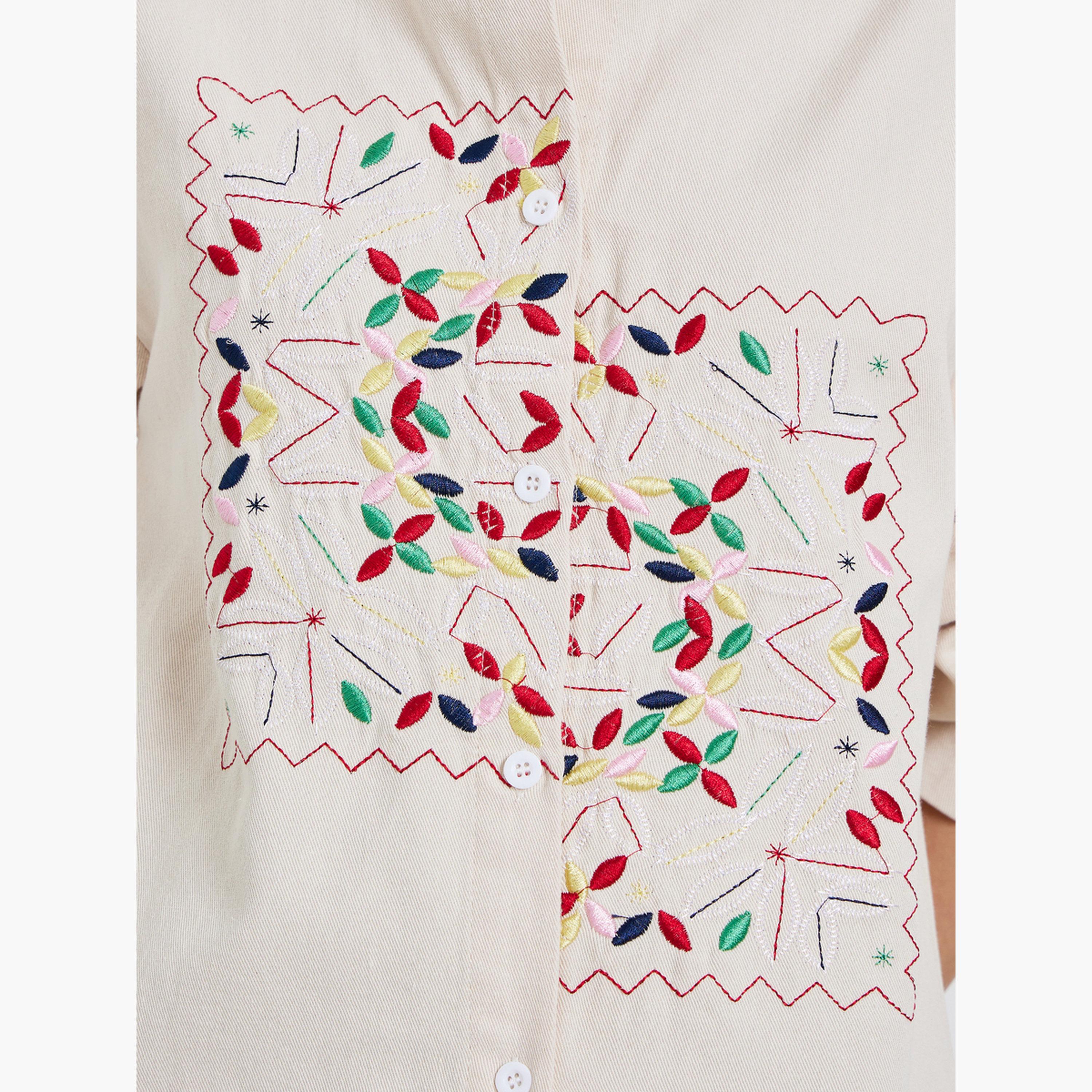 بلوزة بأكمام طويلة ومُطرّزة بزهور-women-clothing-shirtsandblouses-shirts-image-4