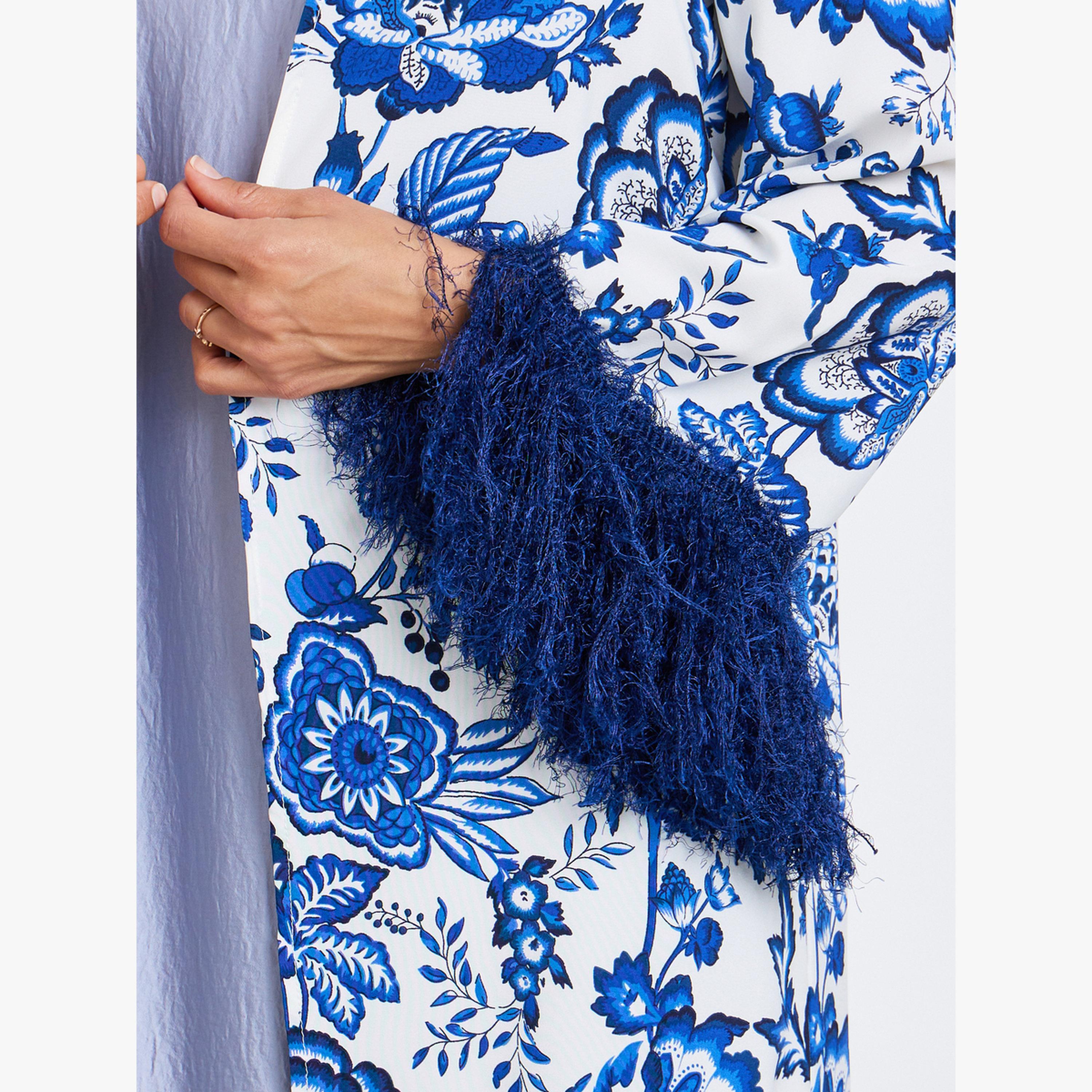 عباية بطبعة زهور وأكمام بشراشيب-women-arabicclothing-abayas-image-4
