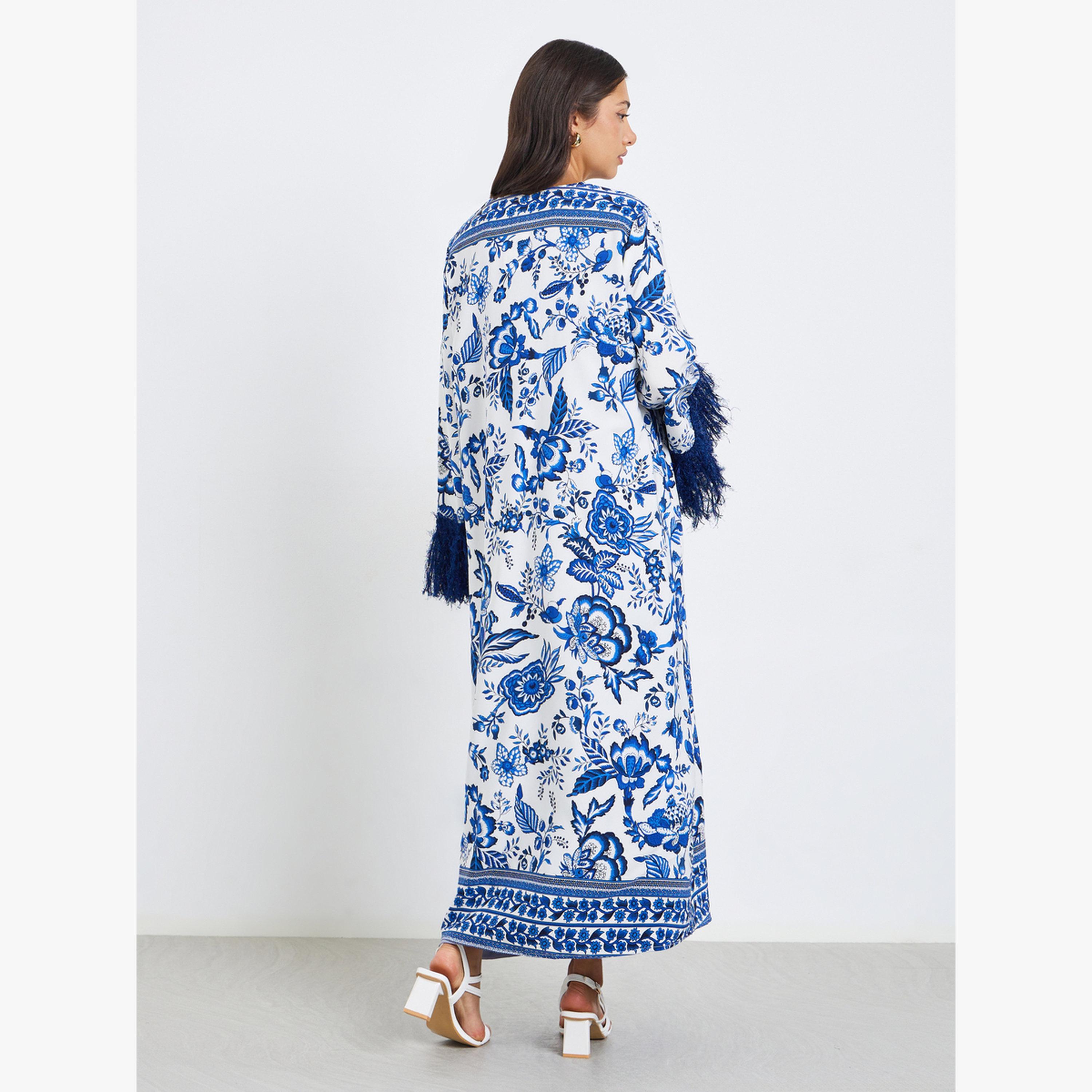 عباية بطبعة زهور وأكمام بشراشيب-women-arabicclothing-abayas-image-5