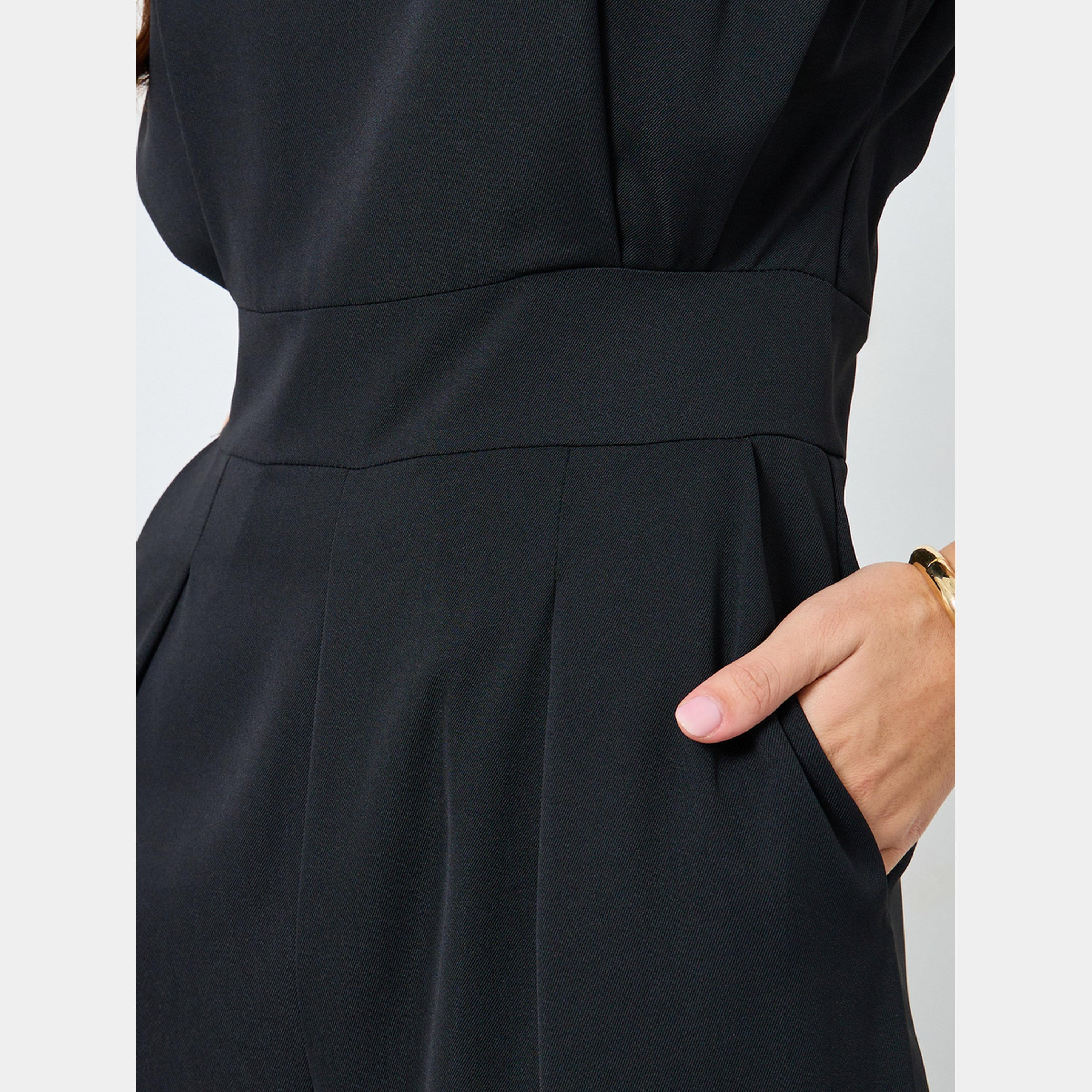 تيك تو - جمبسوت نسائي سادة ضيق الخصر ورقبة دائرية وأكمام واسعة-women-clothing-jumpsuits-image-3