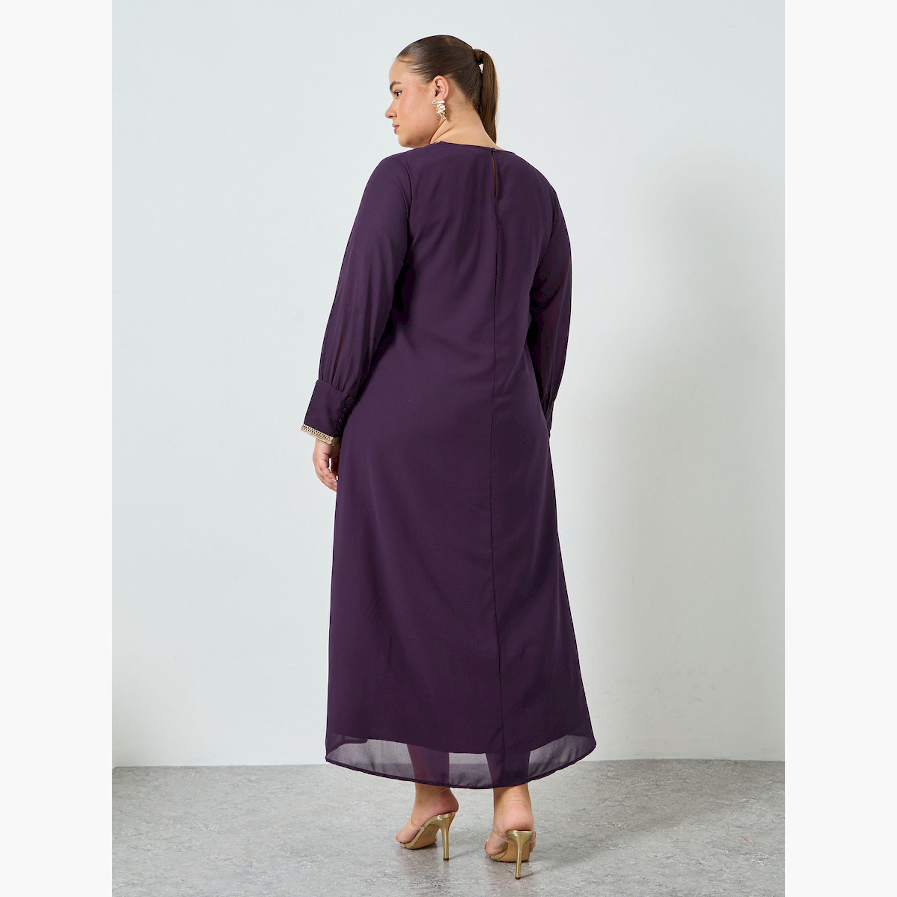 جلابية شيفون مطرزة بمقاس كبير-women-arabicclothing-jalabiyas-image-4