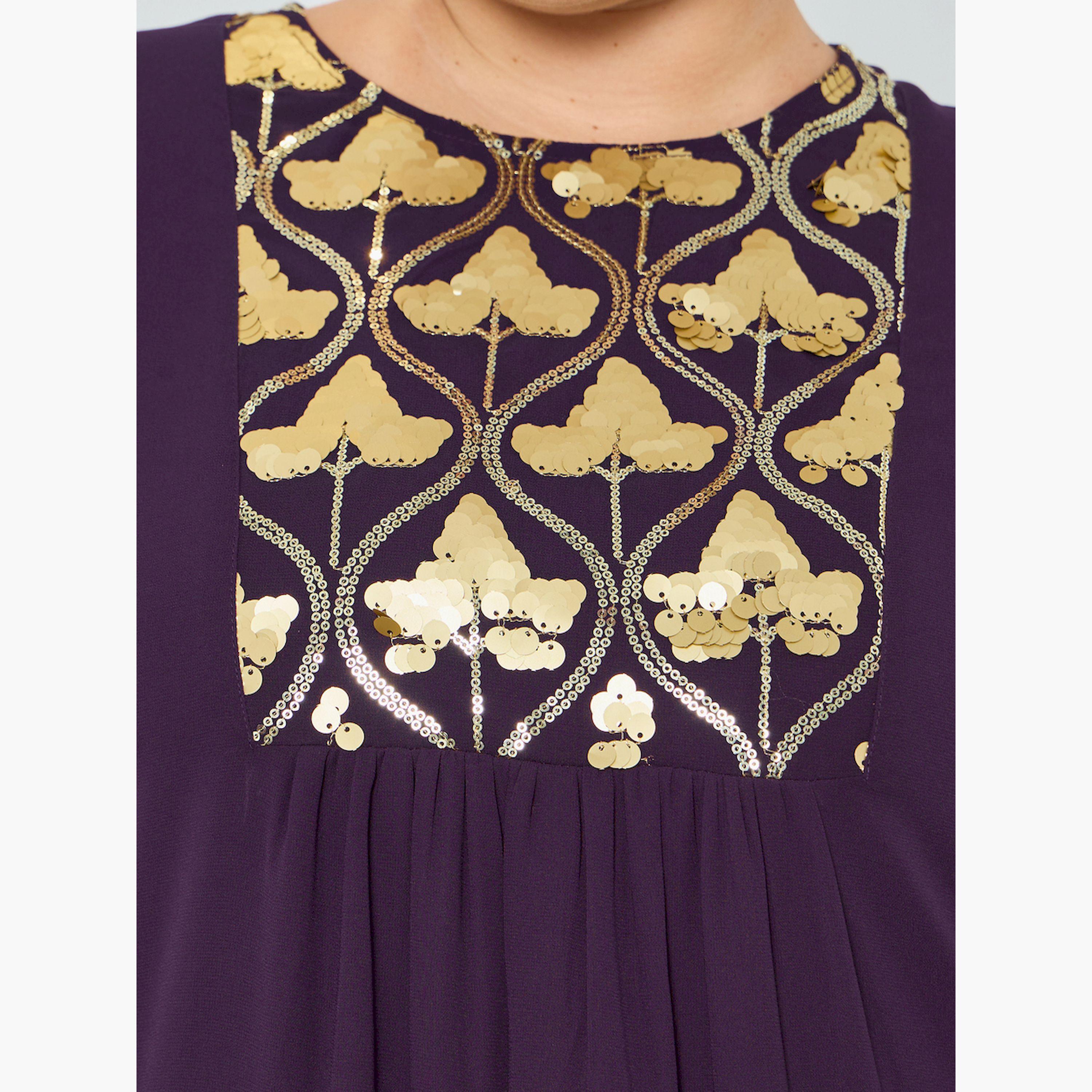 Styli Plus Size Purple Embroidered Chiffon Jalabiya-women-arabicclothing-jalabiyas-image-5