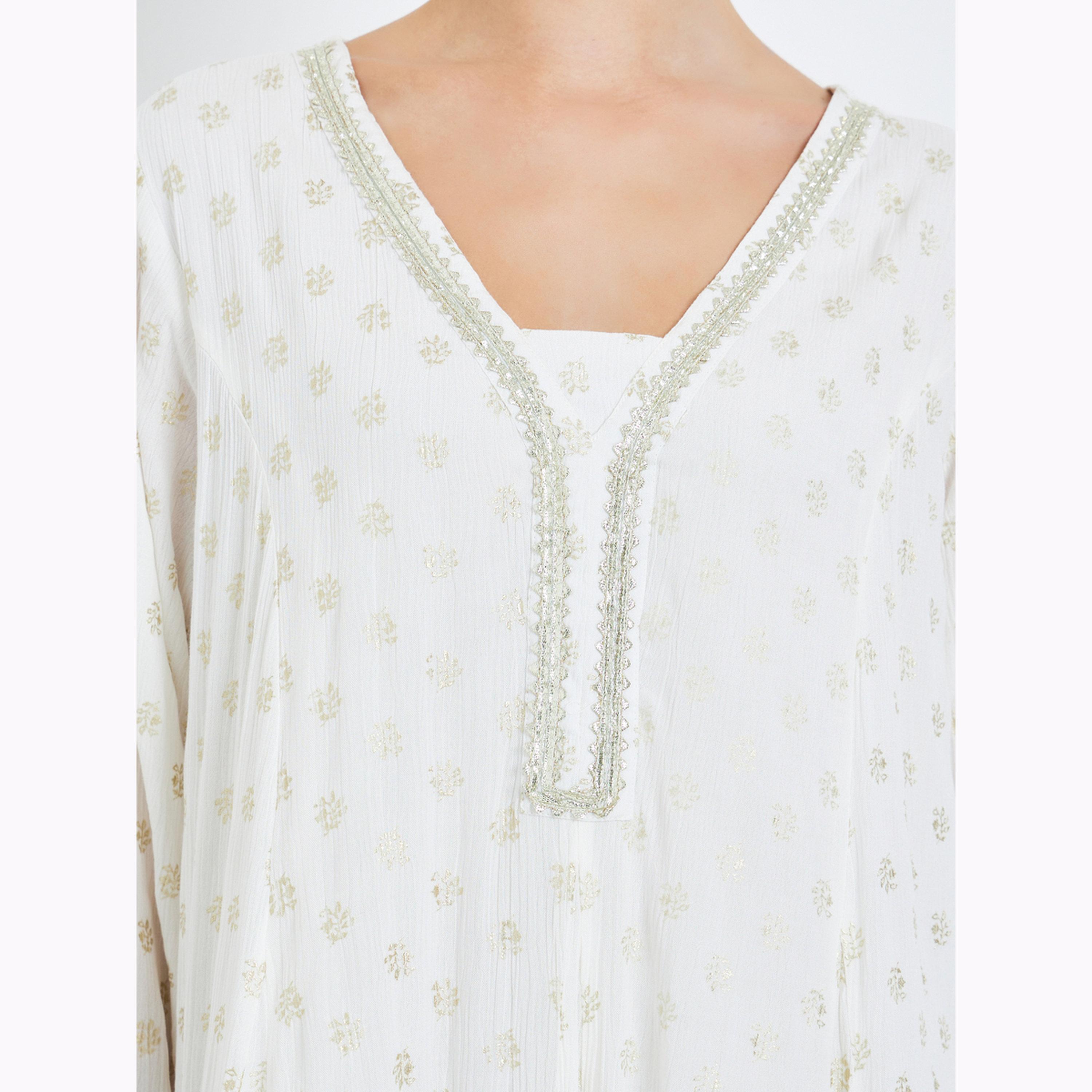 جلابية بأكمام طويلة وطبعة فويل-women-arabicclothing-jalabiyas-image-5