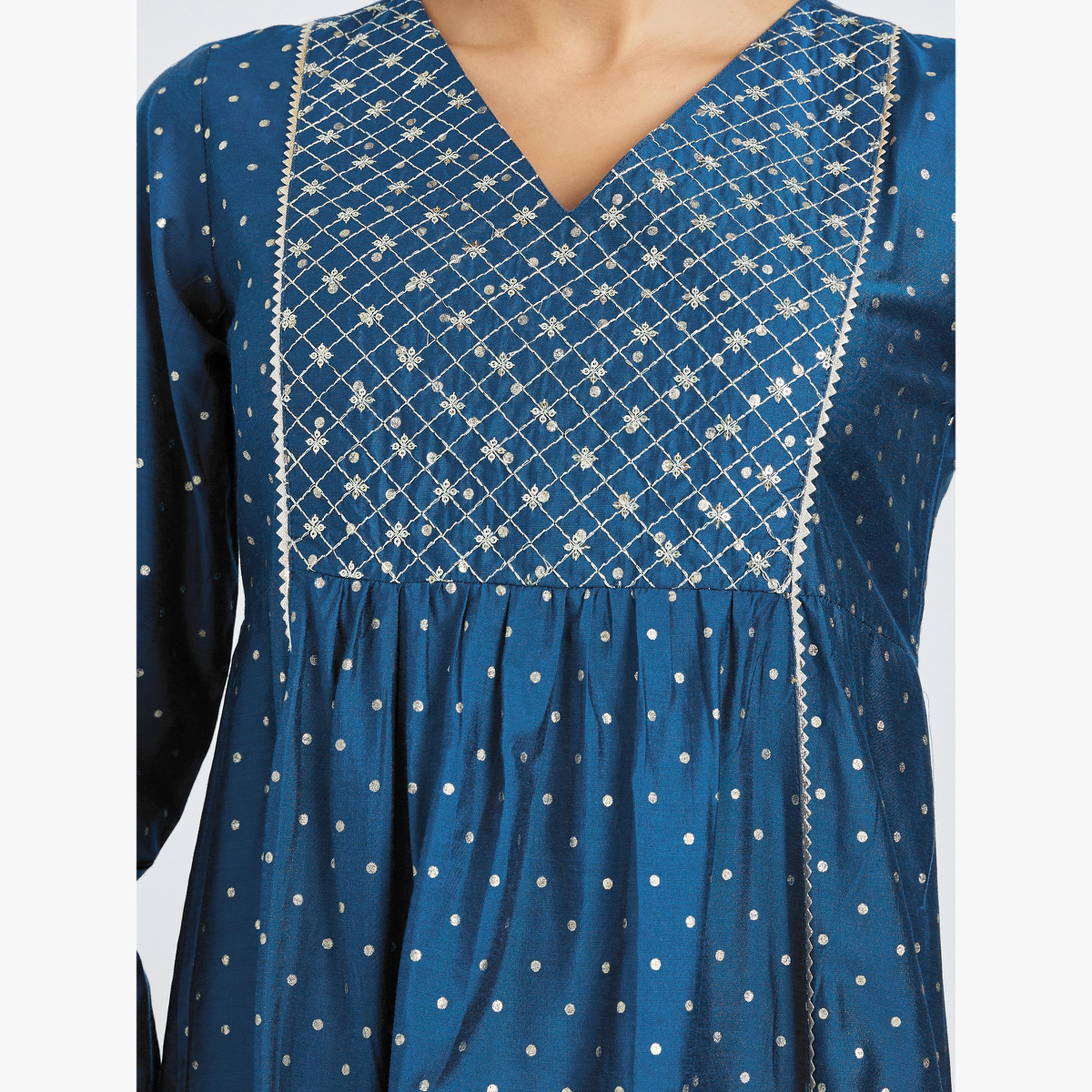 جلابية بياقة دائرية وطبعة نقاط-women-arabicclothing-jalabiyas-image-5