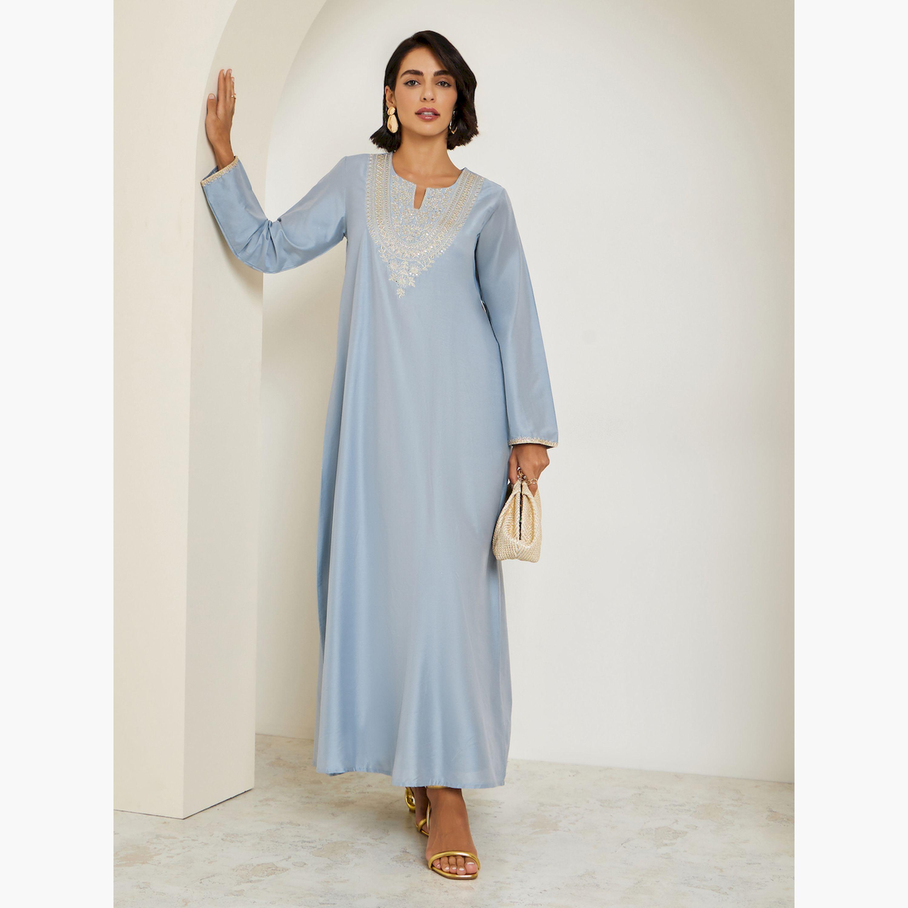 جلابية بحافة واسعة مطرزة-women-arabicclothing-jalabiyas-image-3