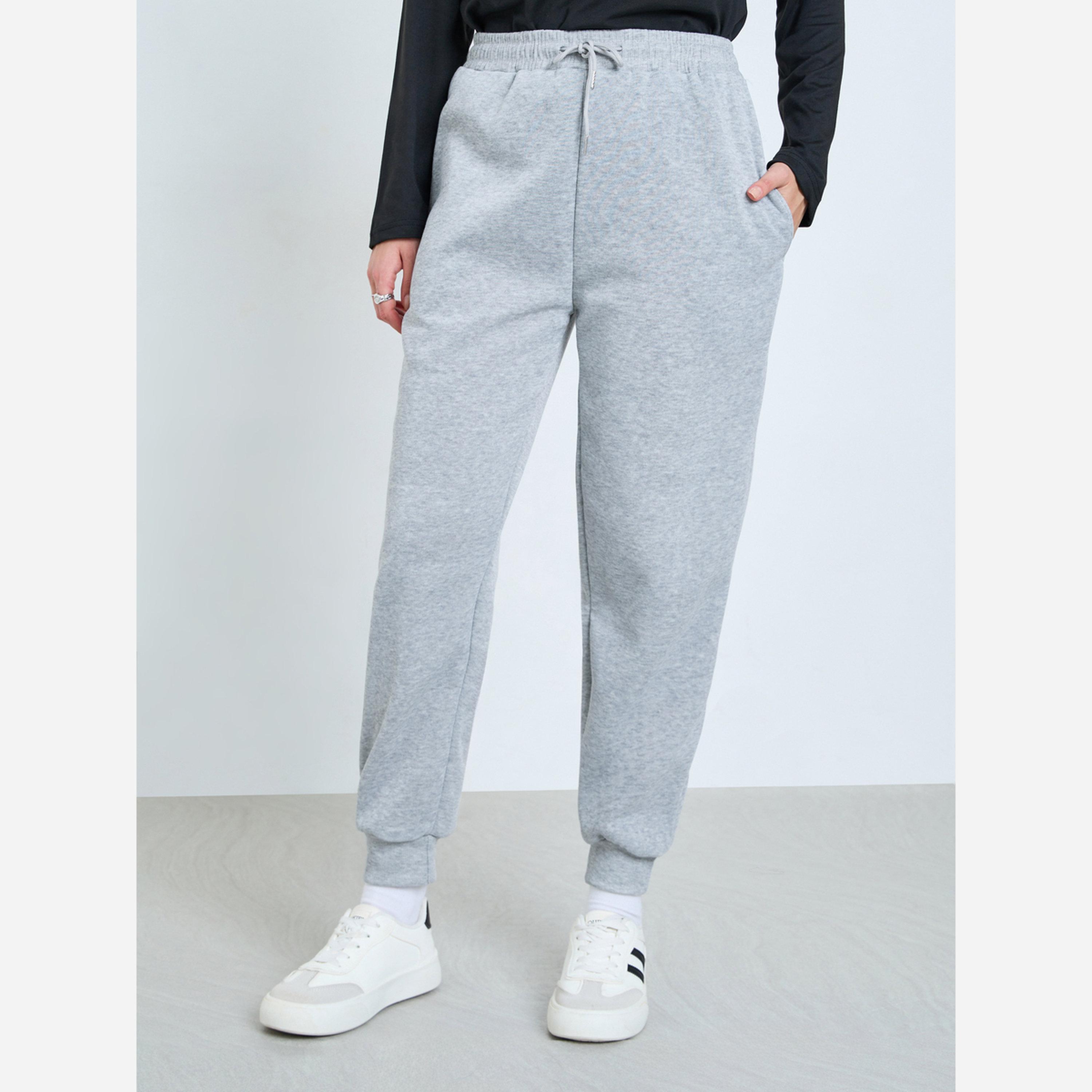 Styli Solid Cuffed Wide Leg Joggers-women-clothing-bottoms-joggers-image-1