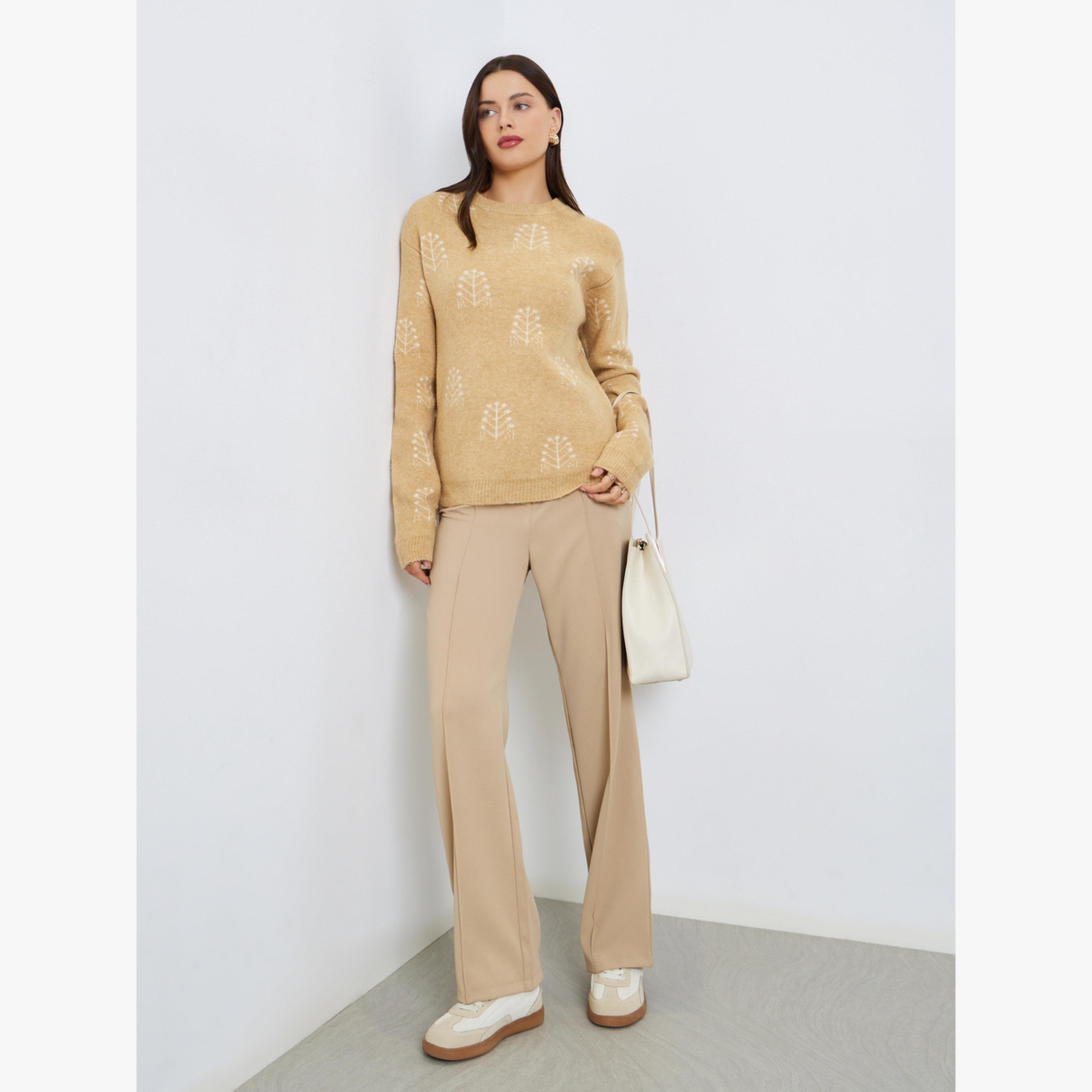 سويتر بتفاصيل محبوكة وقصة عادية-women-clothing-cardigansandjumpers-jumpers-image-2