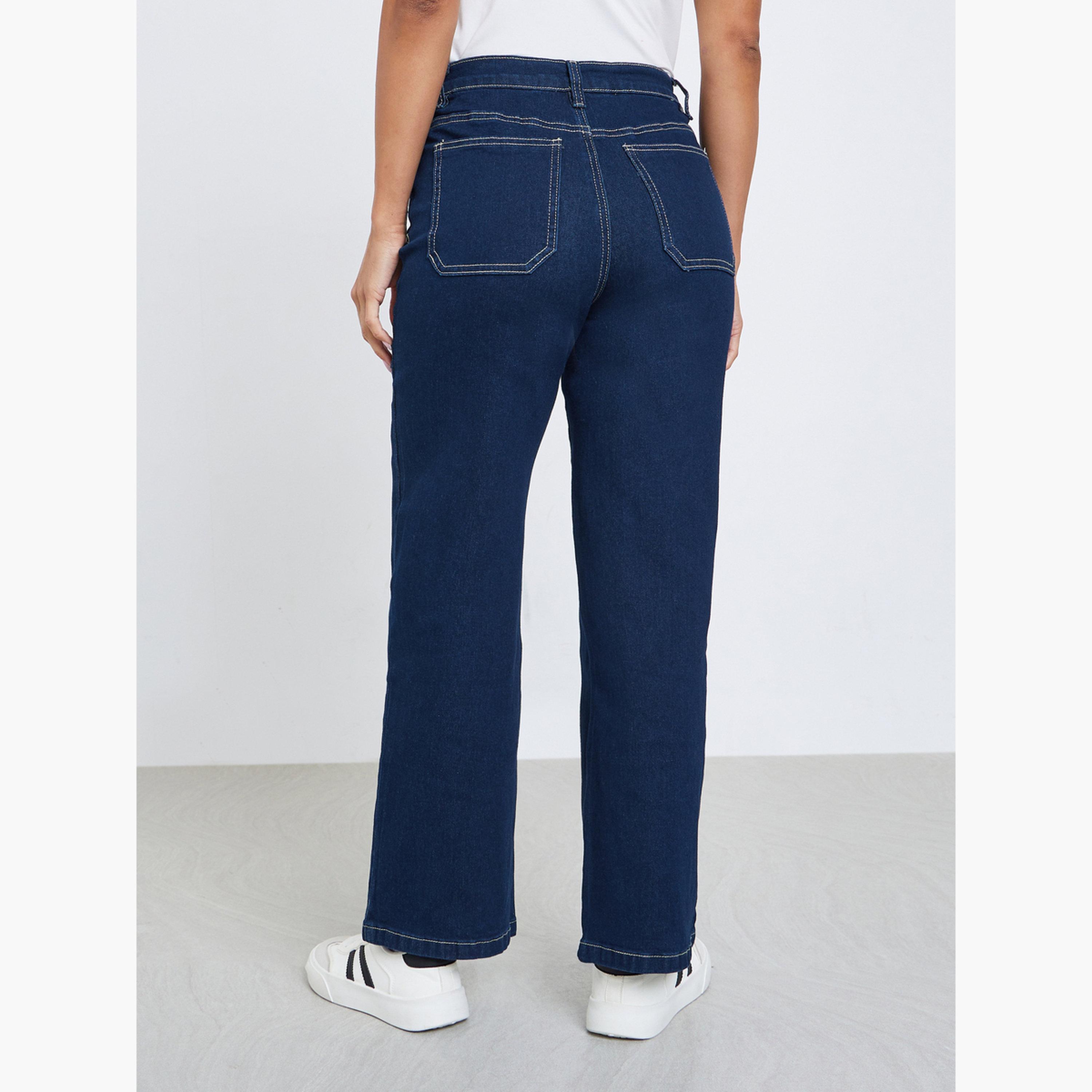 Styli Solid Stretch Wide Leg Jeans-women-clothing-bottoms-jeans-image-4