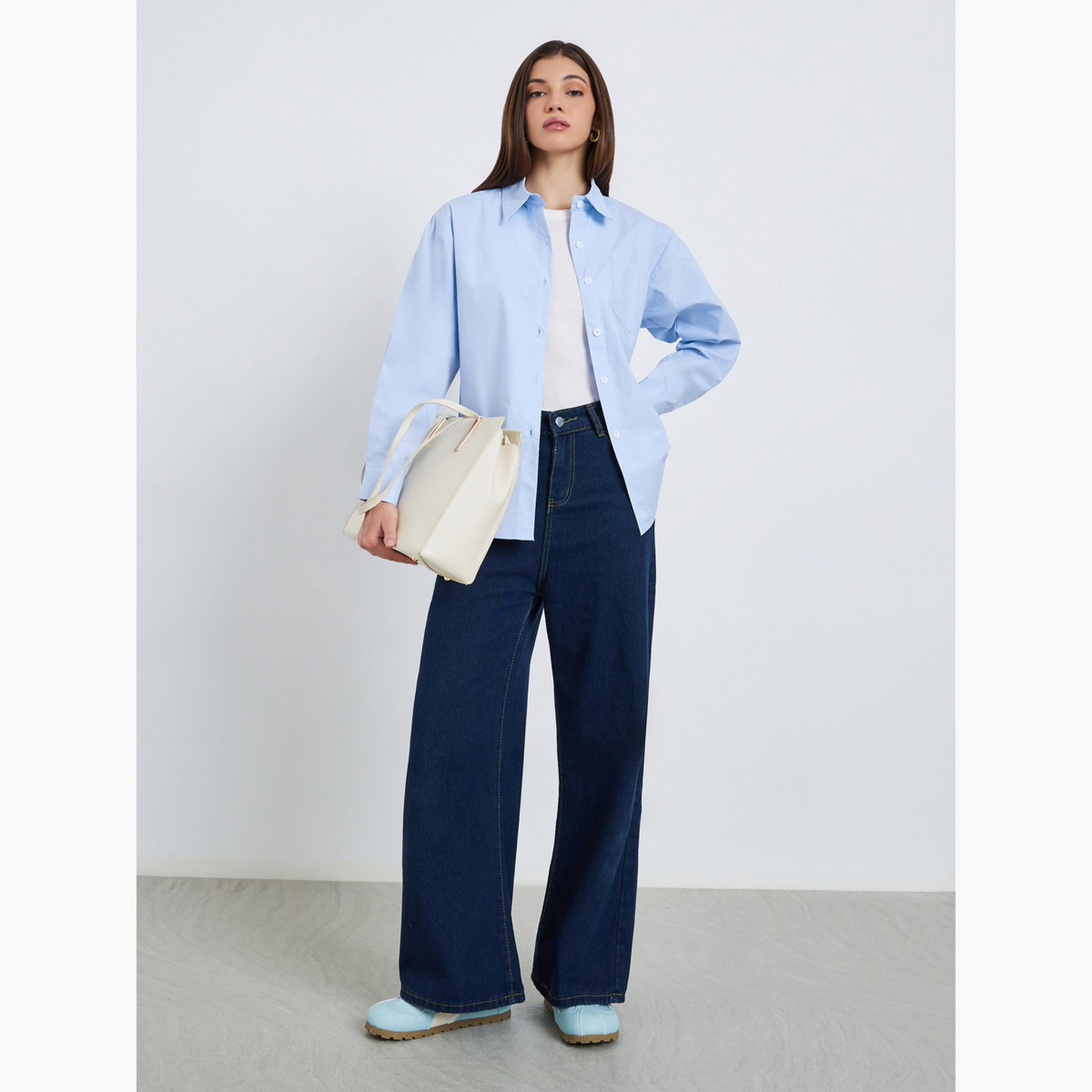 بلوزة بأكمام طويلة وجيب-women-clothing-shirtsandblouses-shirts-image-2
