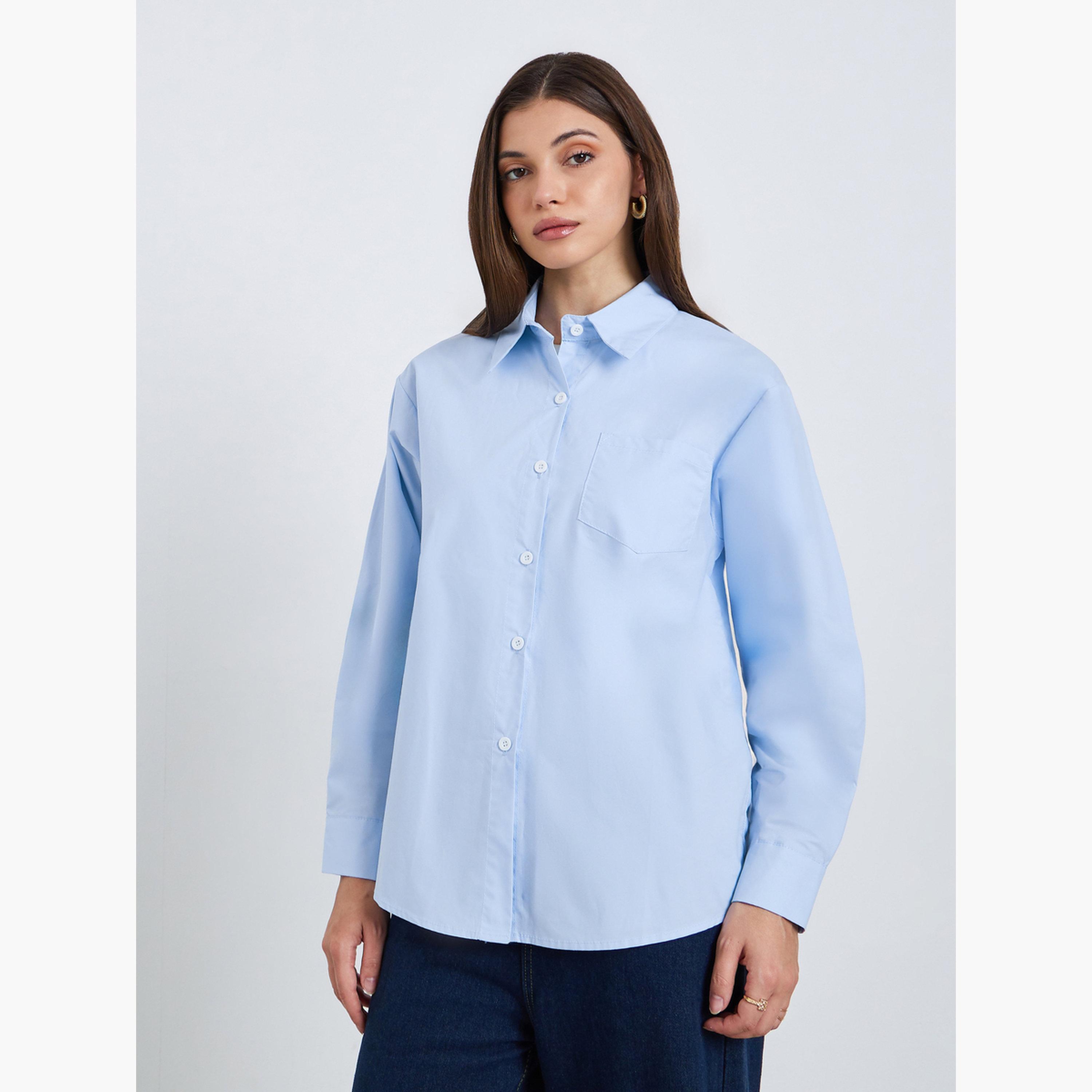 بلوزة بأكمام طويلة وجيب-women-clothing-shirtsandblouses-shirts-image-3