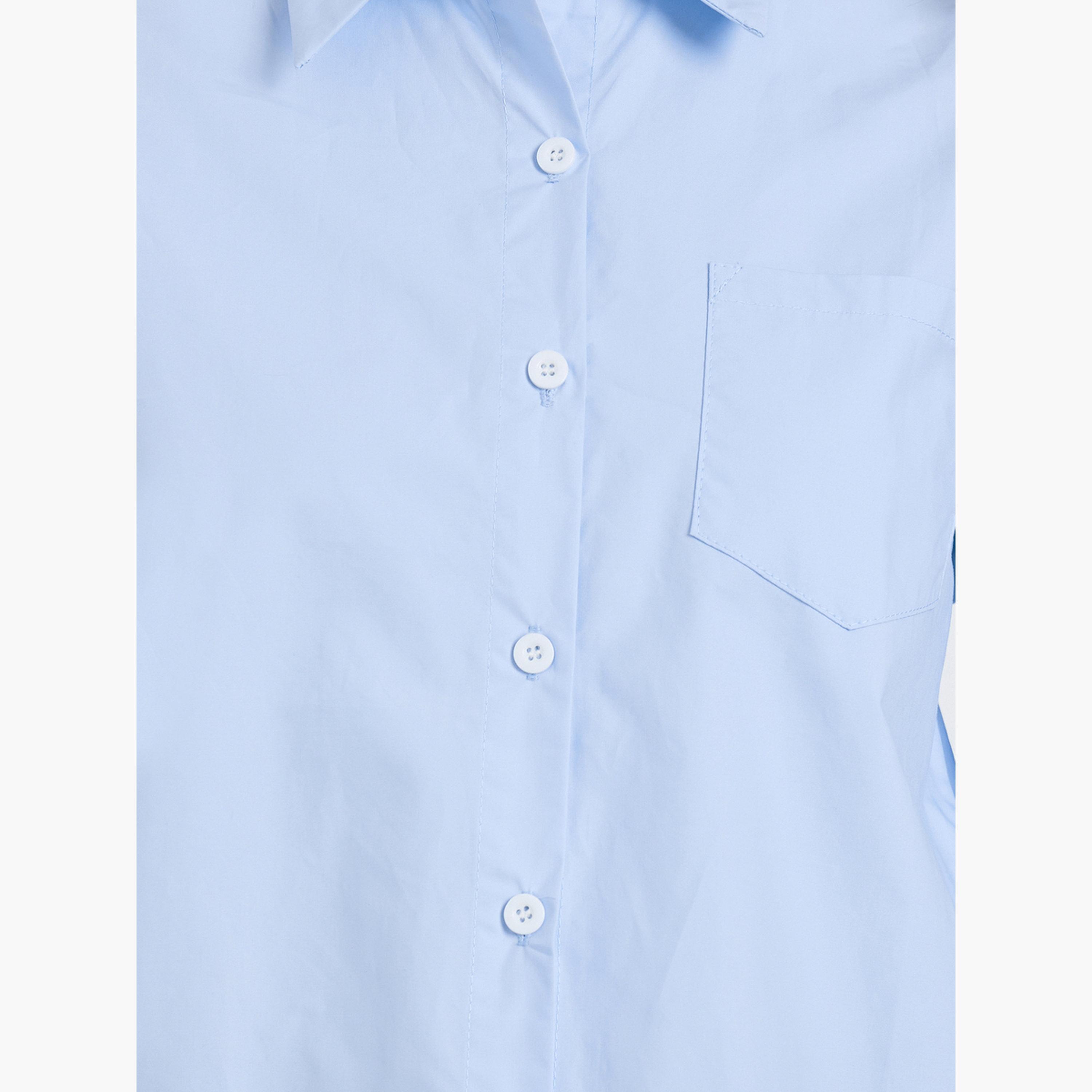 Styli Women Blue Long Sleeve Shirt with Pocket-women-clothing-shirtsandblouses-shirts-image-4