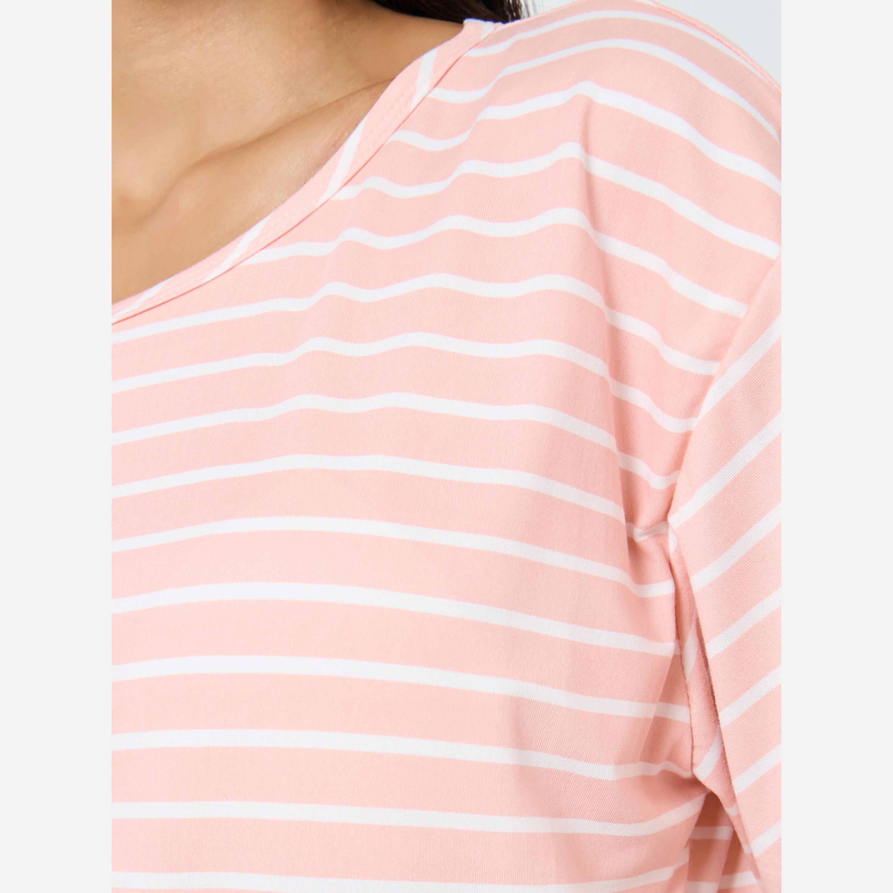 ستايلي - فستان نوم مخطط بكتف منسدل-women-clothing-nightwear-nighties-image-3