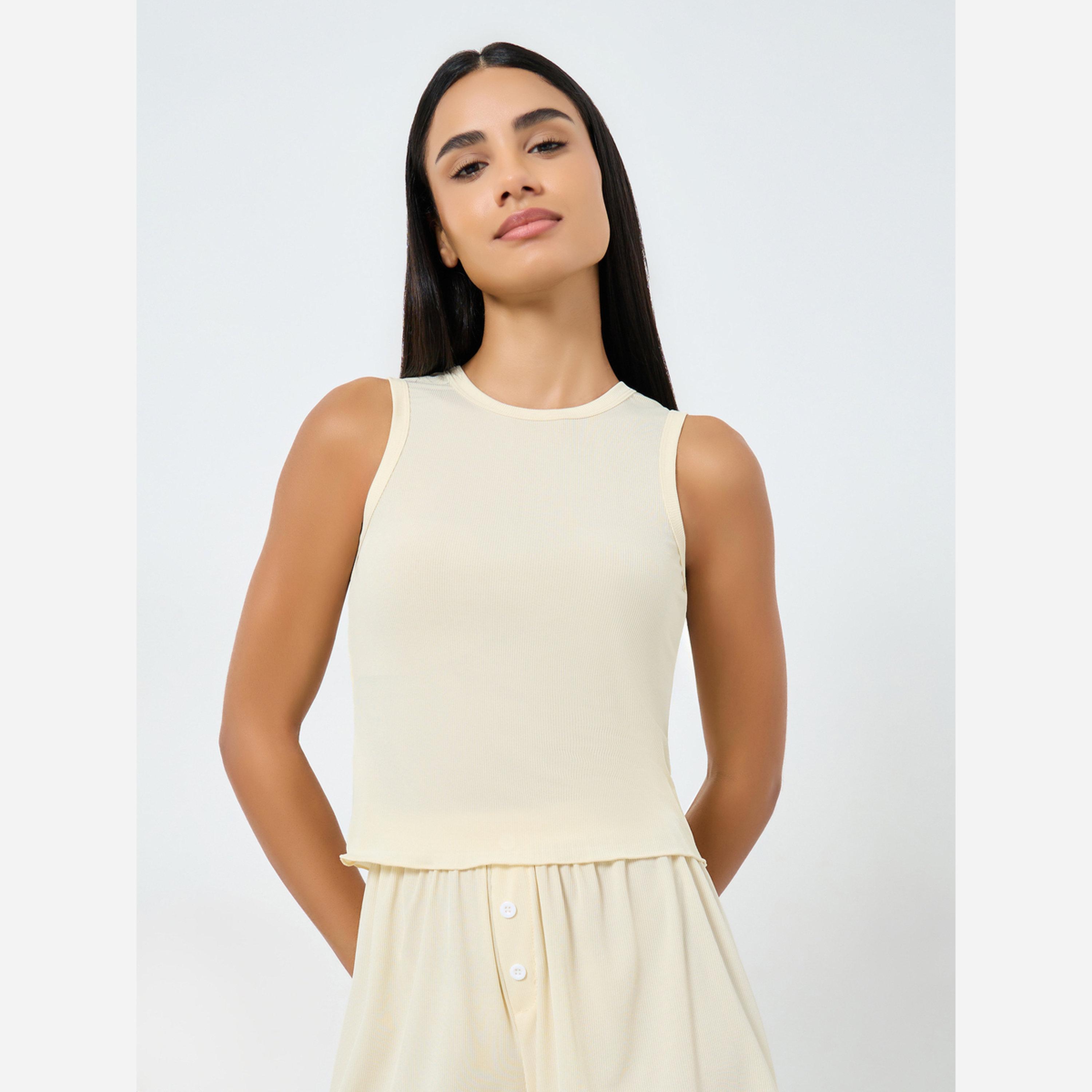 Styli Lettuce Hem Tank Top and Shorts Set-women-clothing-nightwear-pyjamas-shortsets-image-2