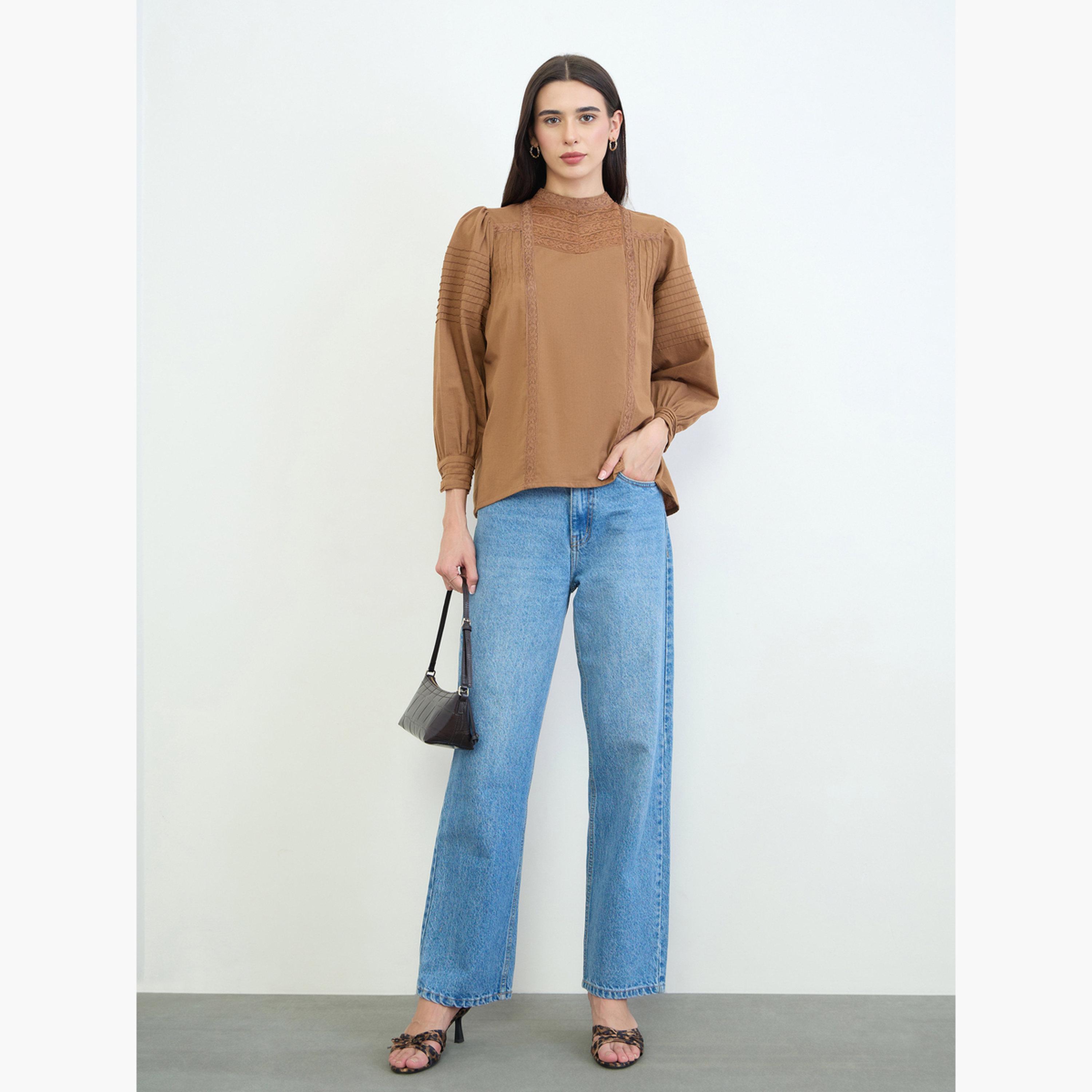 بلوزة قطن بتفاصيل دانتيل-women-clothing-shirtsandblouses-blouses-image-2