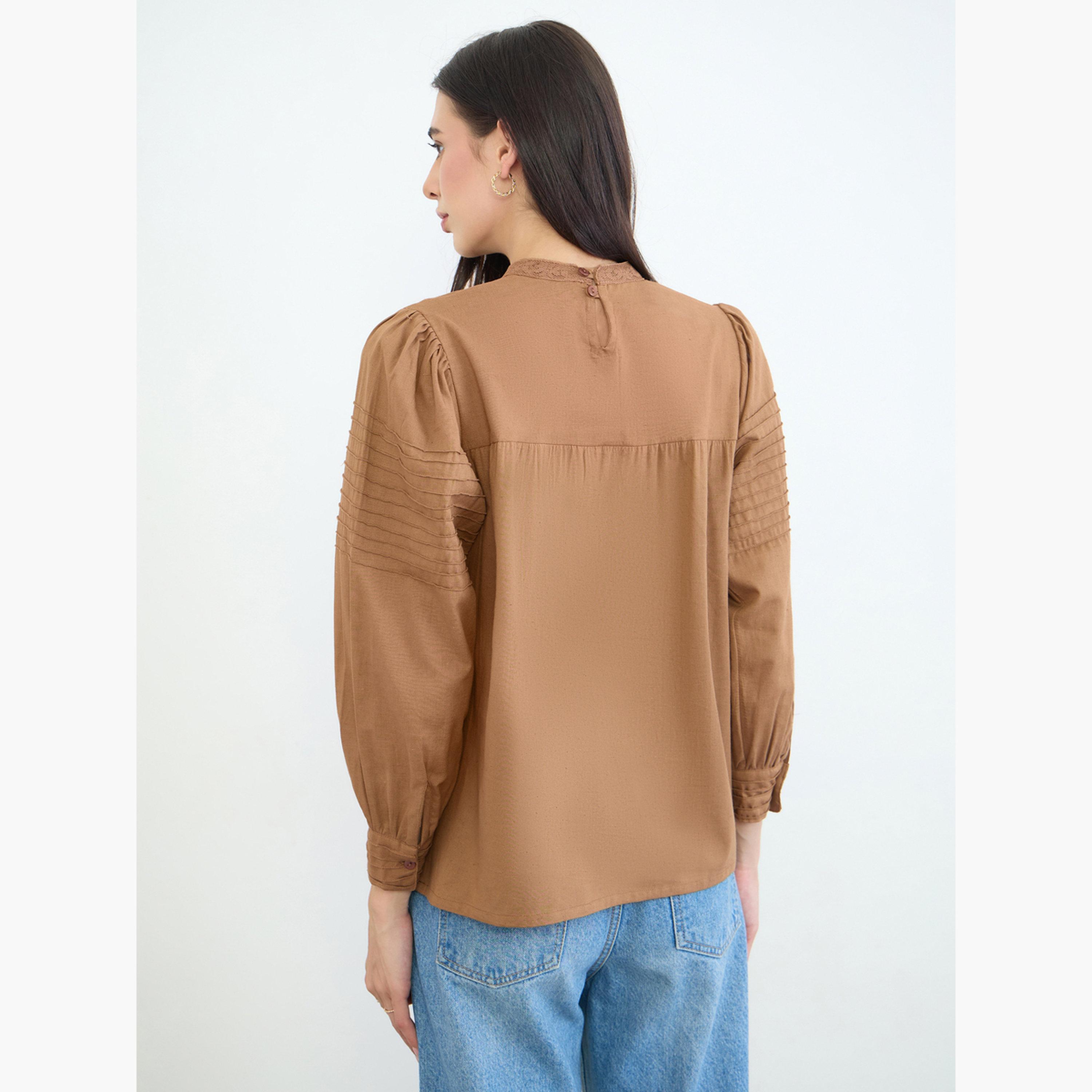 بلوزة قطن بتفاصيل دانتيل-women-clothing-shirtsandblouses-blouses-image-4