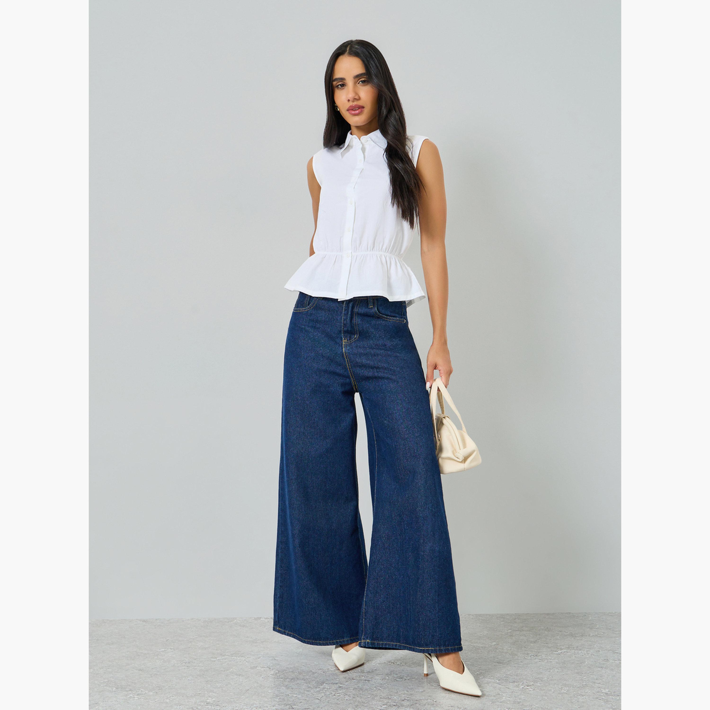 بلوزة قطني بيبلوم بلا أكمام-women-clothing-shirtsandblouses-blouses-image-2