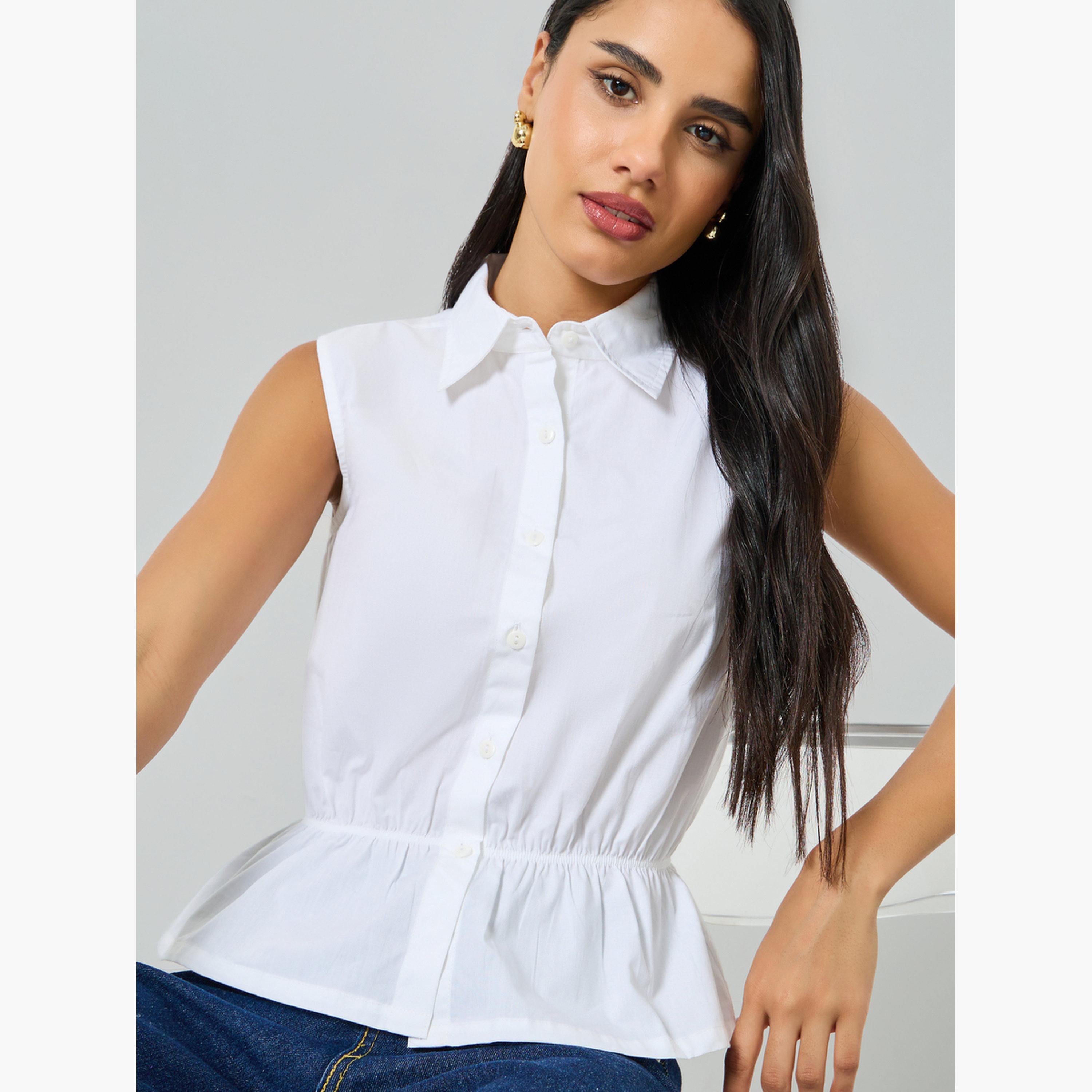 بلوزة قطني بيبلوم بلا أكمام-women-clothing-shirtsandblouses-blouses-image-3