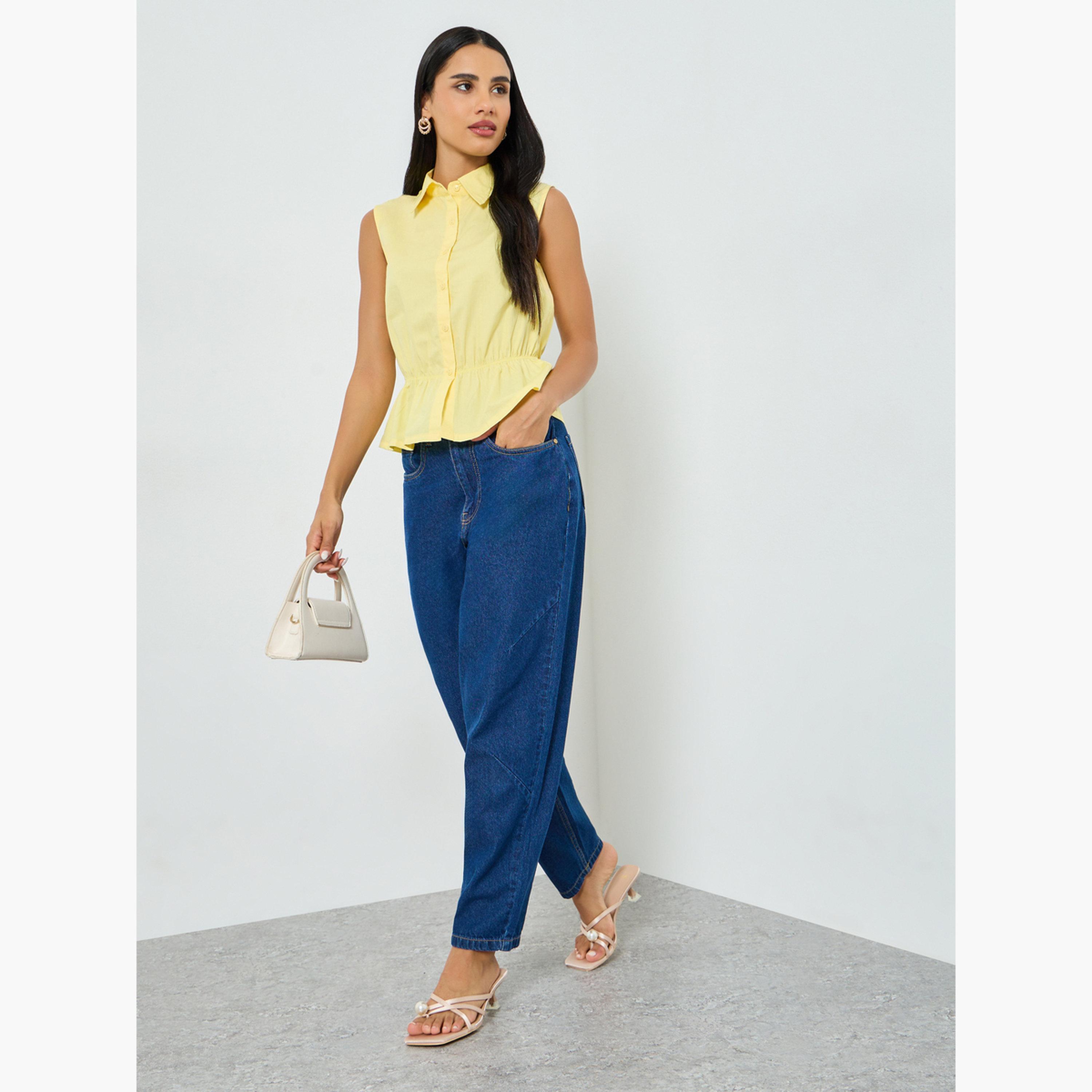 بلوزة قطني بيبلوم بلا أكمام-women-clothing-shirtsandblouses-blouses-image-2