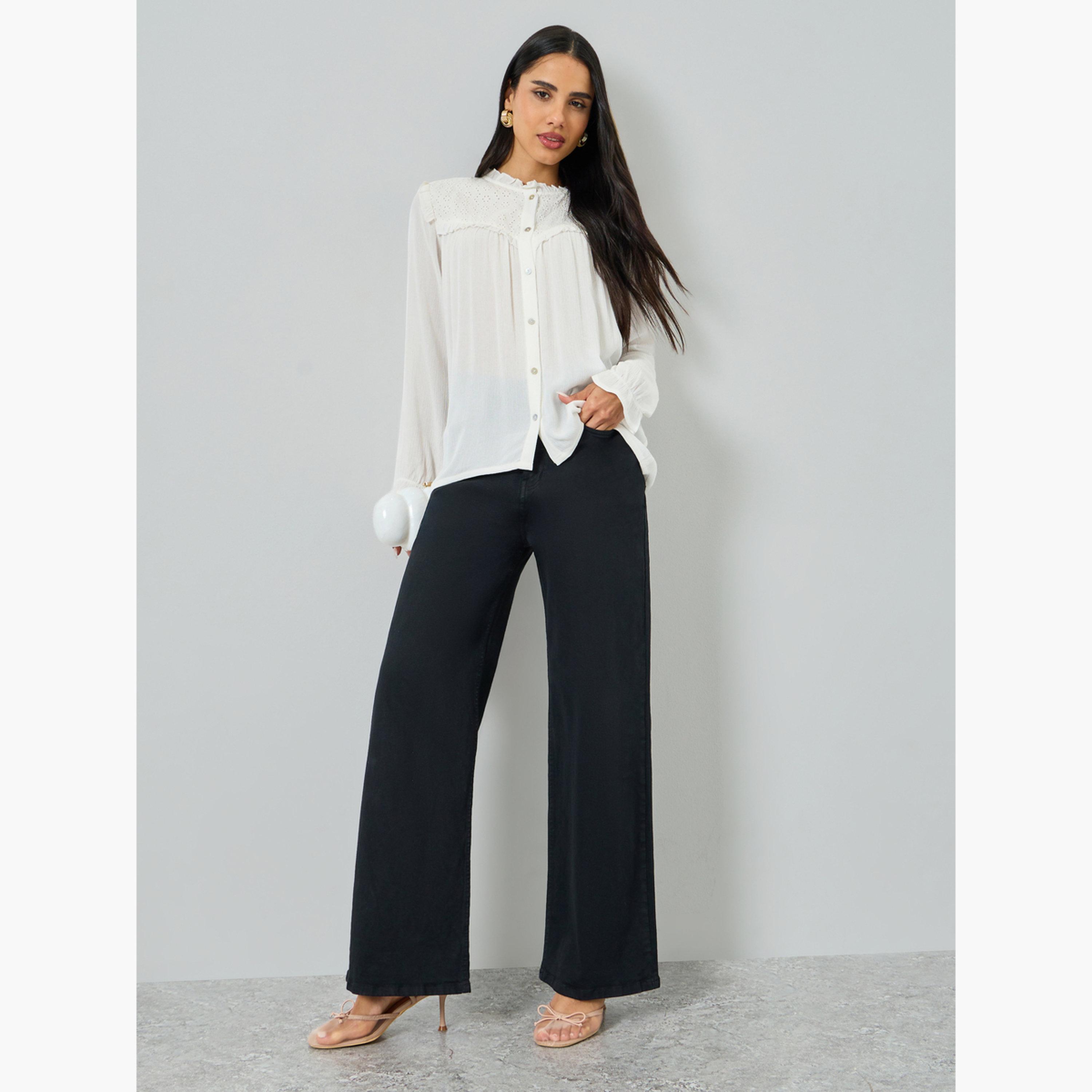 Styli Off White Long Sleeve Ruffle Blouse-women-clothing-shirtsandblouses-blouses-image-2