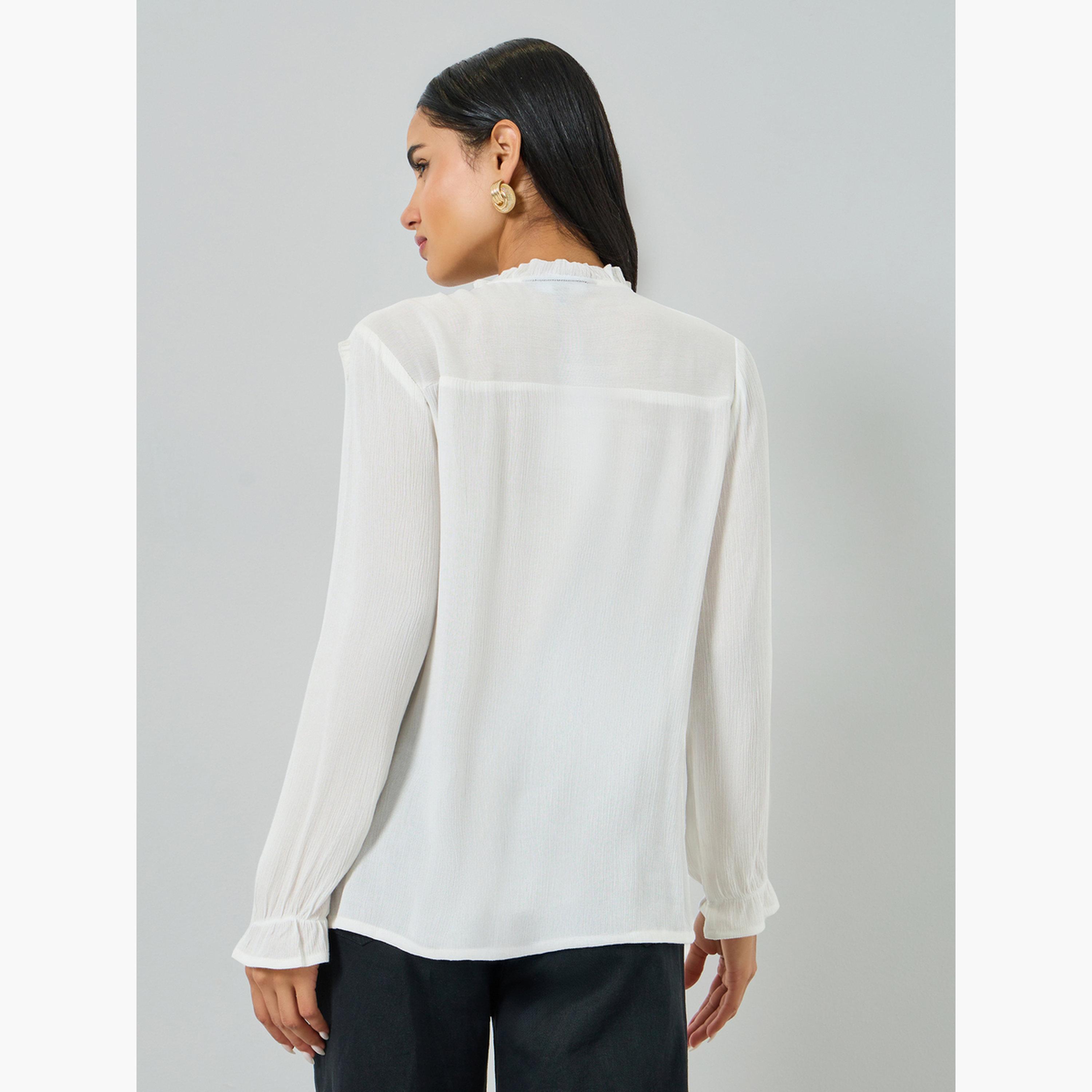 Styli Off White Long Sleeve Ruffle Blouse-women-clothing-shirtsandblouses-blouses-image-5