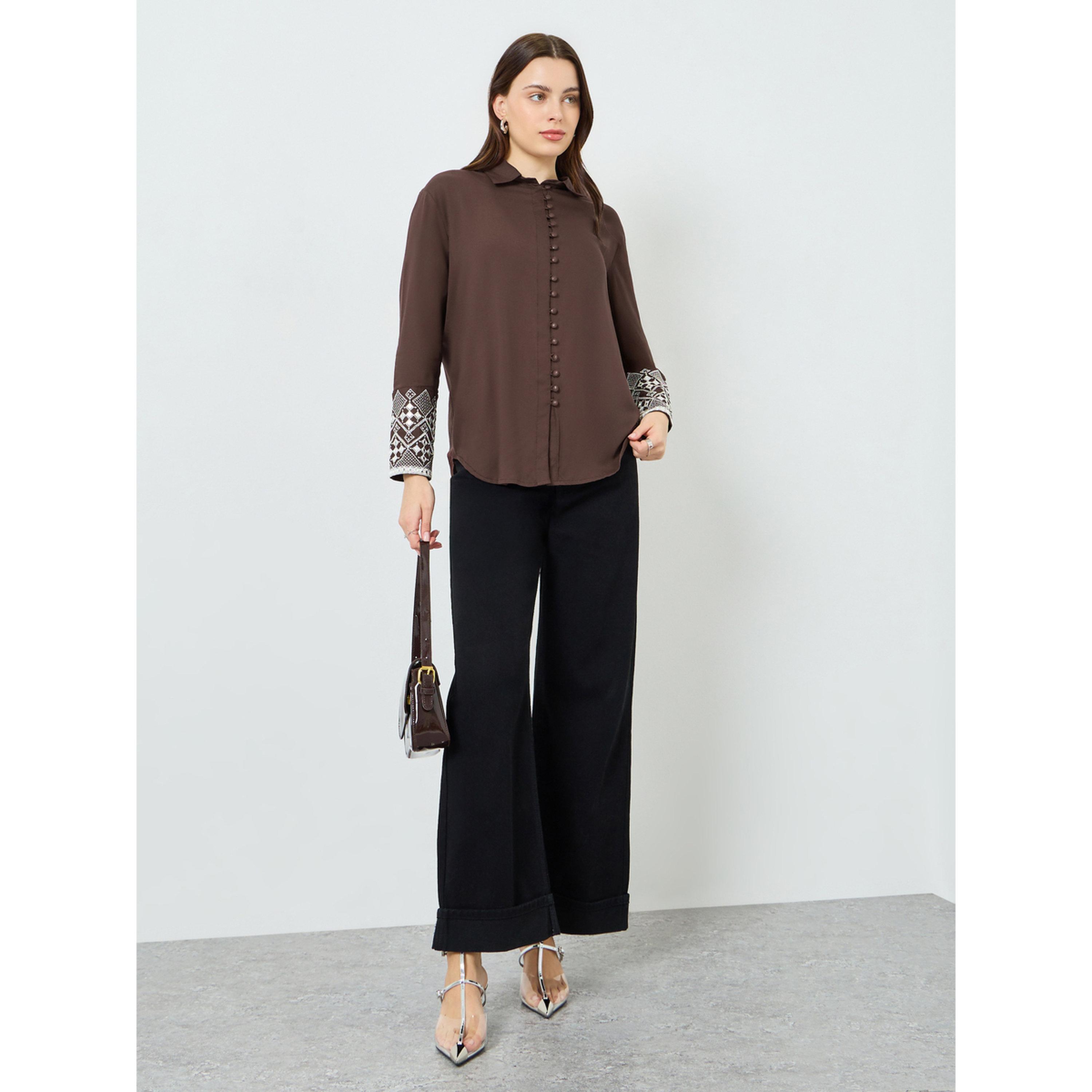 قميص بأكمام طويلة وأساور مطرزة للنساء-women-clothing-shirtsandblouses-shirts-image-2