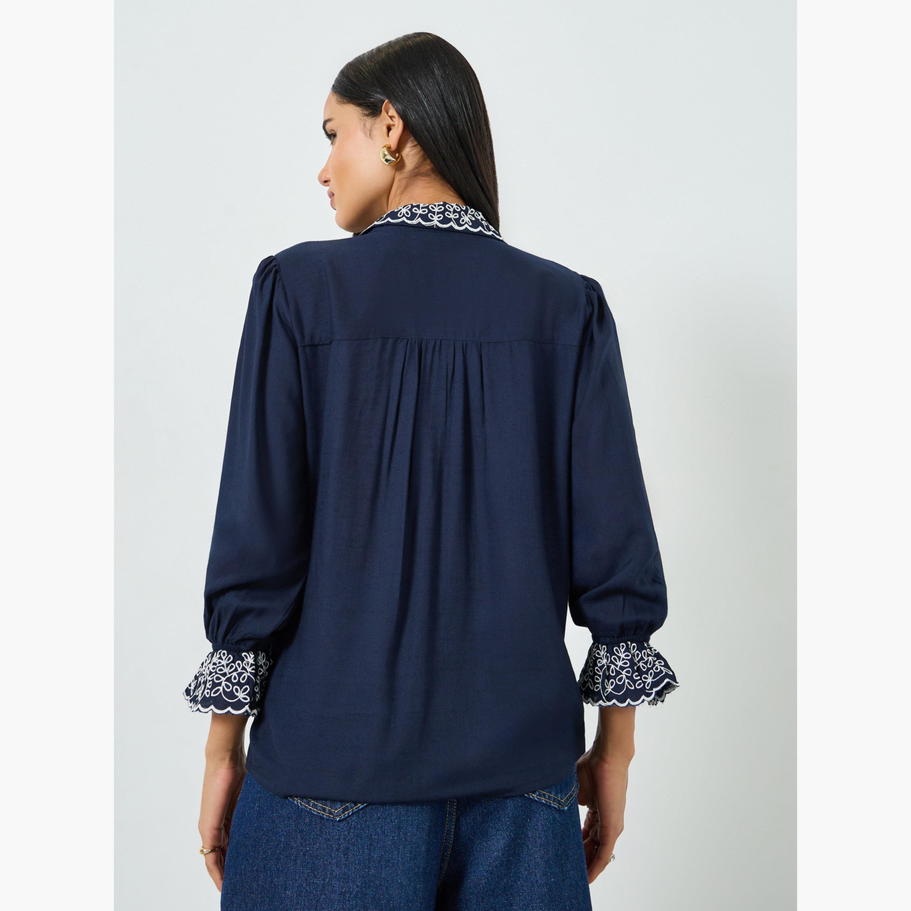 بلوزة كاجوال بياقة مطرزة-women-clothing-shirtsandblouses-shirts-image-4