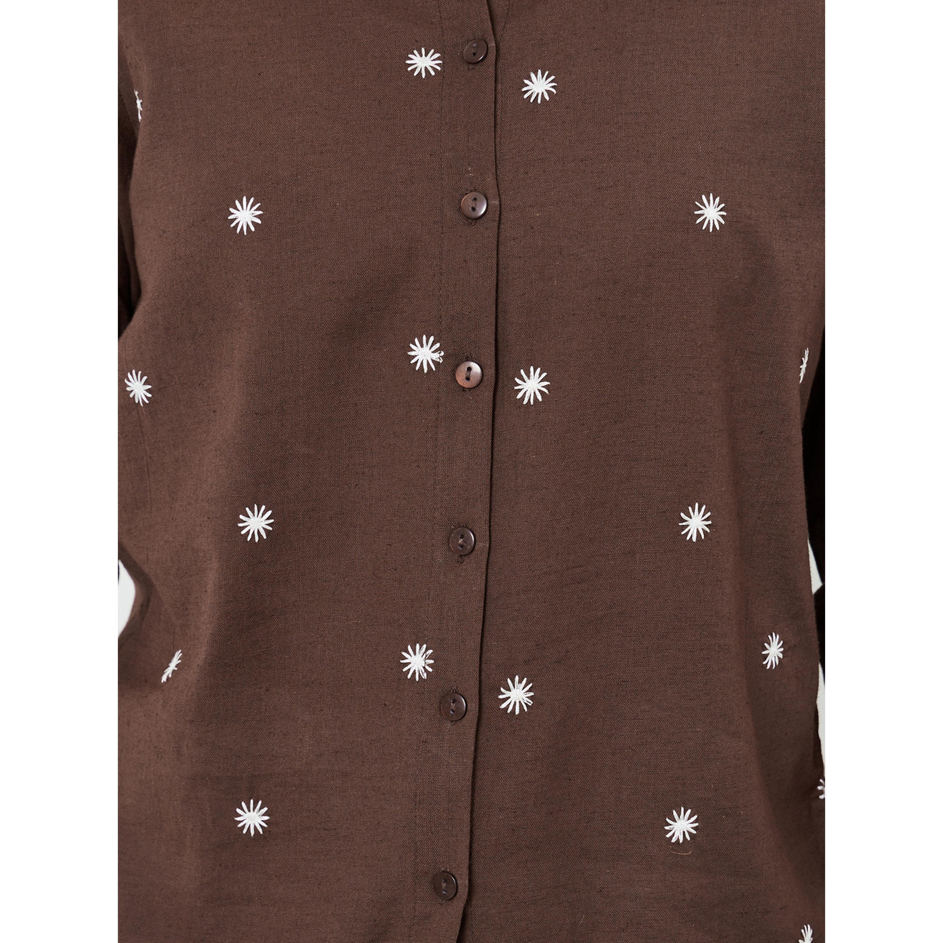 Styli Women Brown Front Embroidered Shirt-women-clothing-shirtsandblouses-shirts-image-3