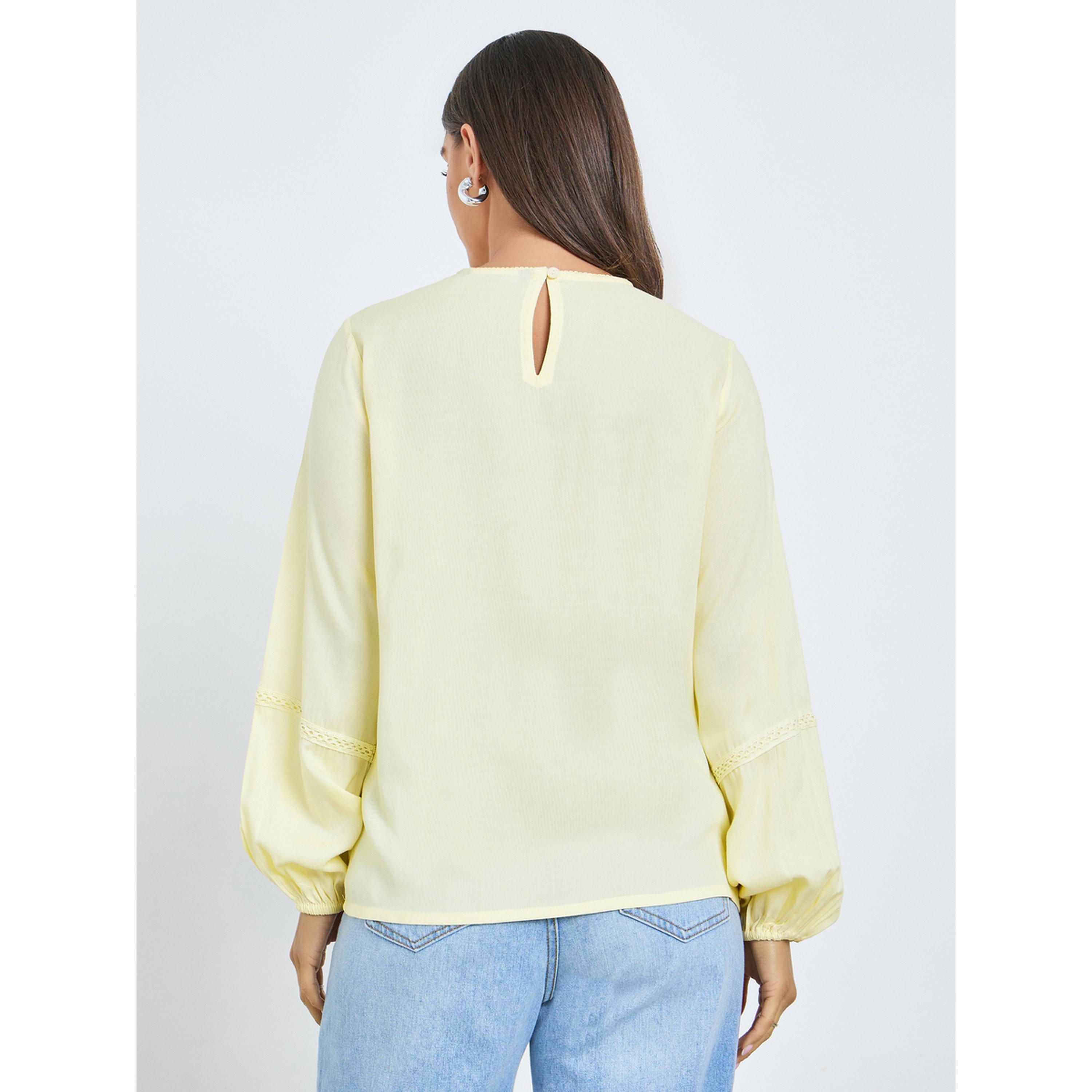 Styli Yellow Embroidered Ruffle Blouse-women-clothing-shirtsandblouses-blouses-image-4