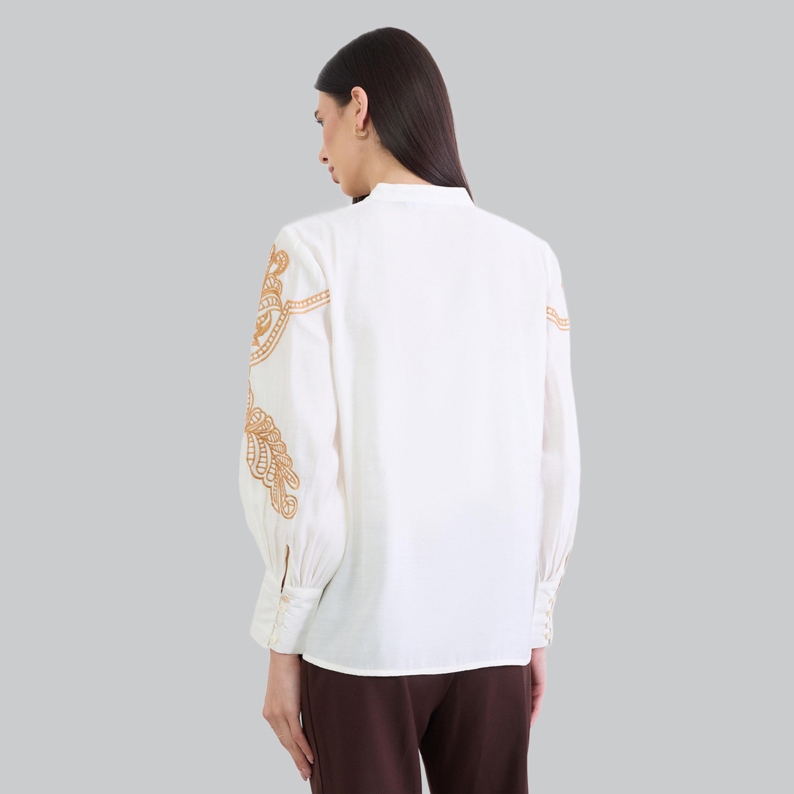 Styli Off White Embroidered Long Sleeve Shirt-women-clothing-shirtsandblouses-shirts-image-4