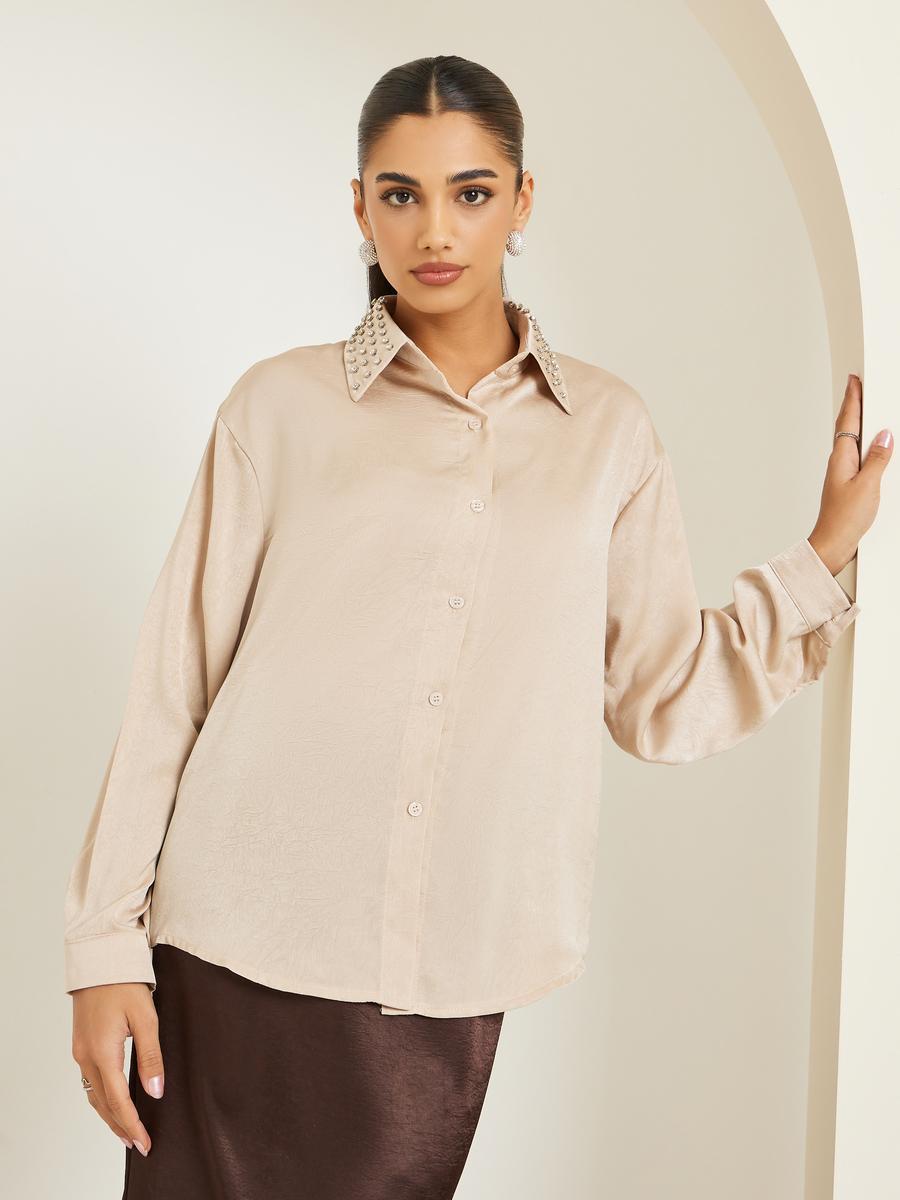 بلوزة ساتان بياقة منمقة بالخرز-women-clothing-shirtsandblouses-shirts-image-1