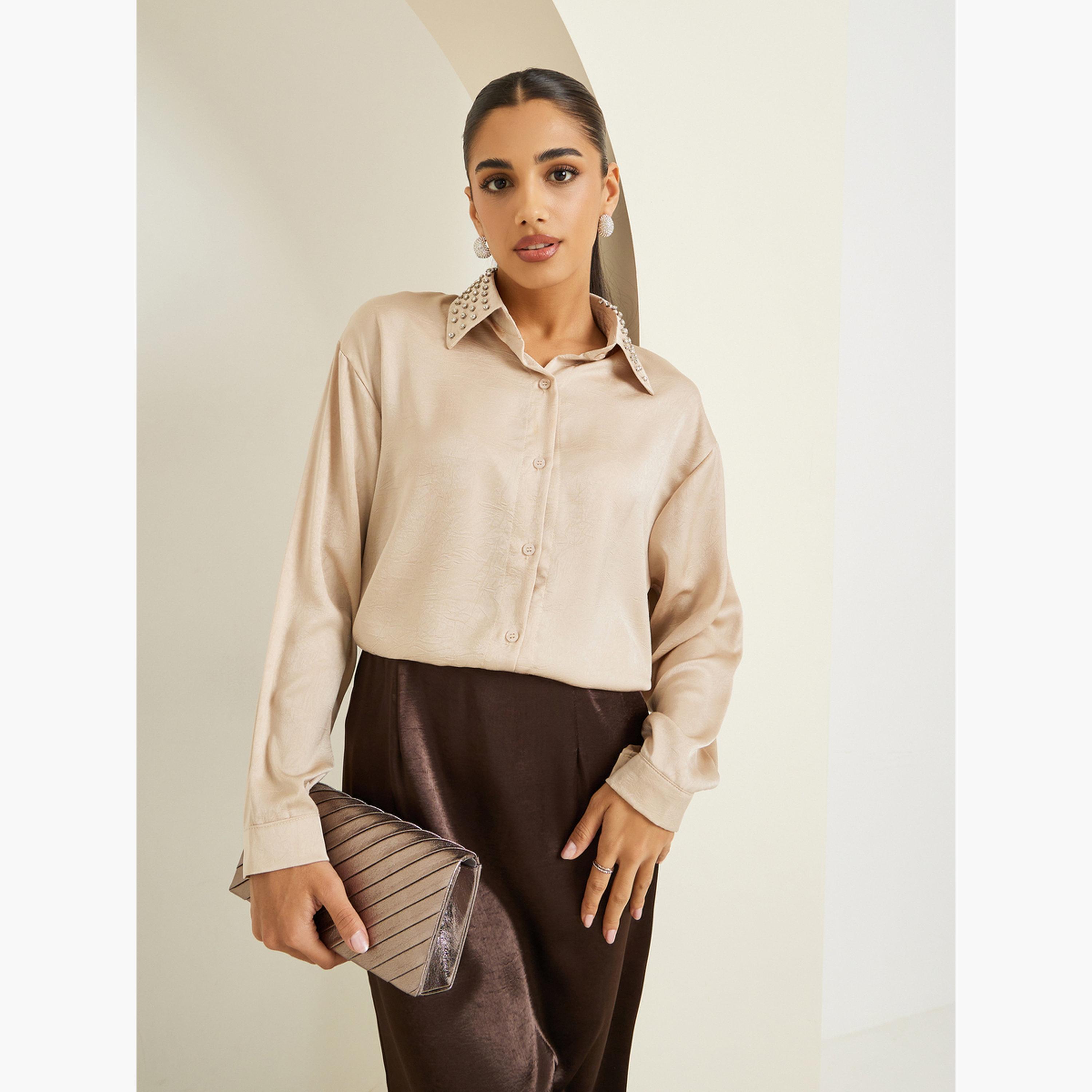 بلوزة ساتان بياقة منمقة بالخرز-women-clothing-shirtsandblouses-shirts-image-4