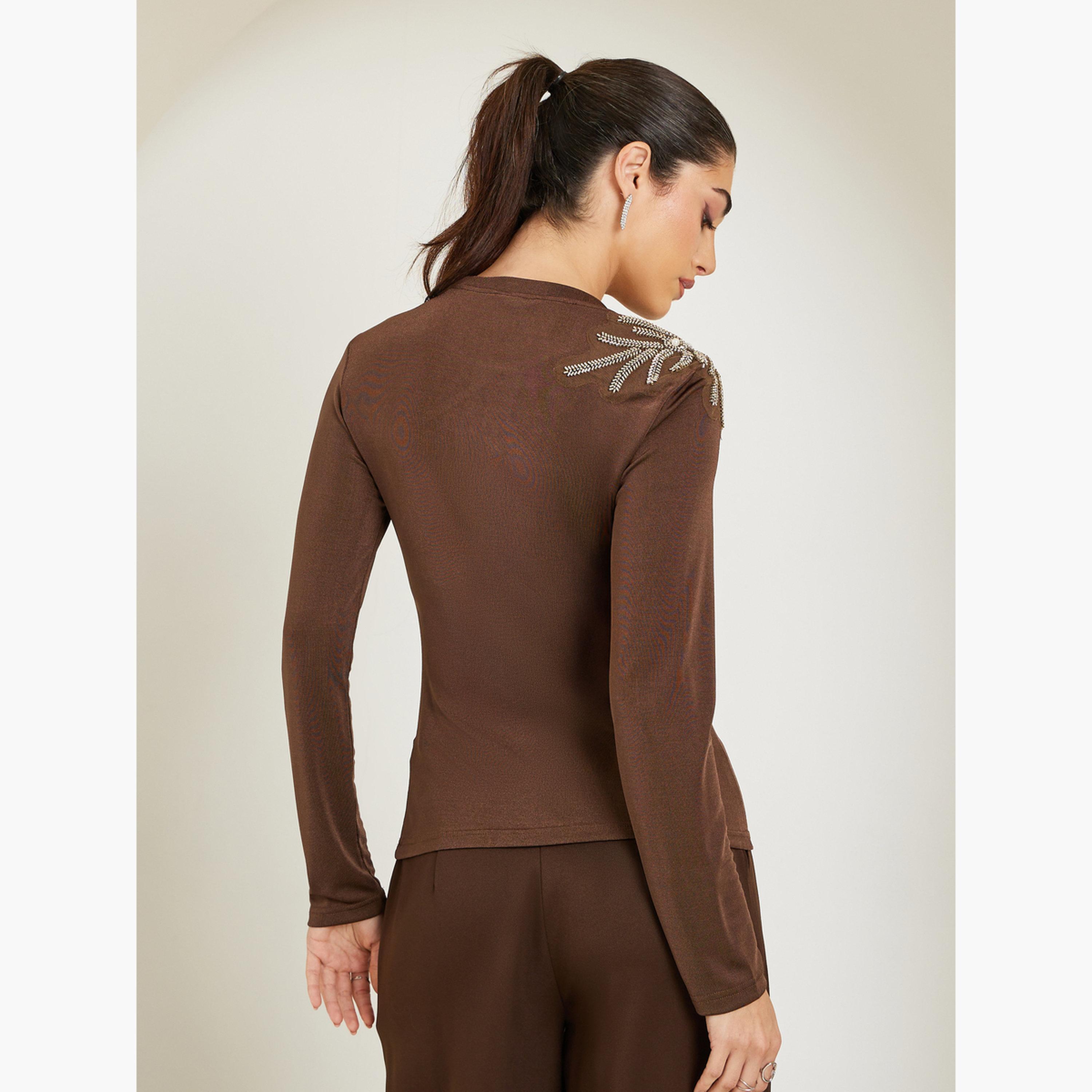 بلوزة بأكمام طويلة ومنمق بالخرز-women-clothing-shirtsandblouses-blouses-image-5
