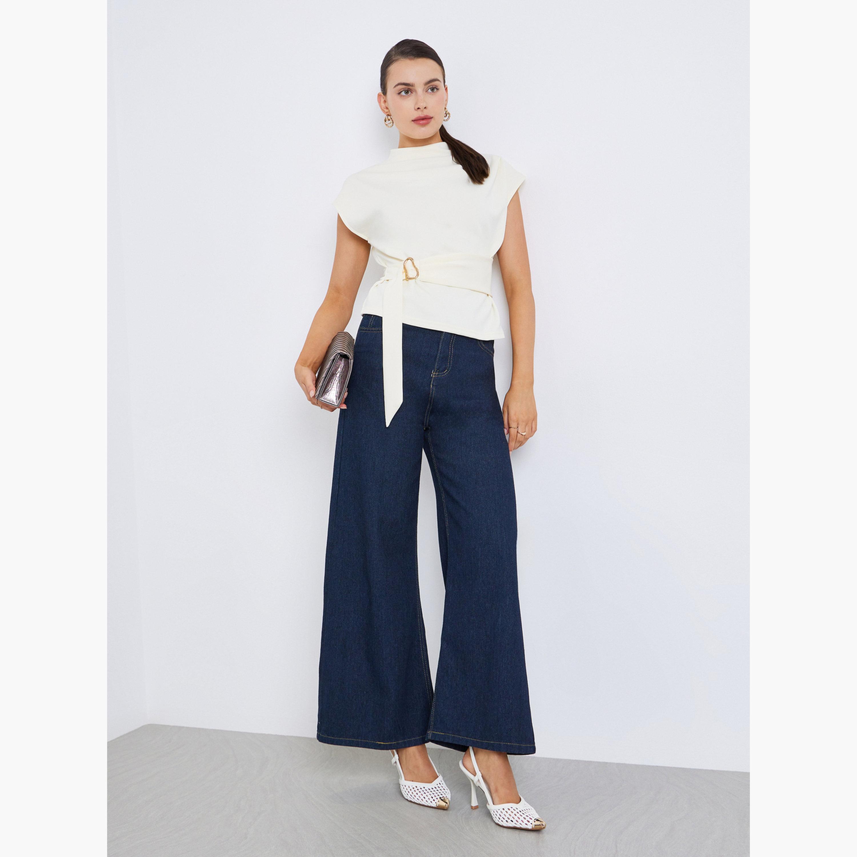 Styli Women Off-White Blouse with Belt Detail-women-clothing-shirtsandblouses-blouses-image-2