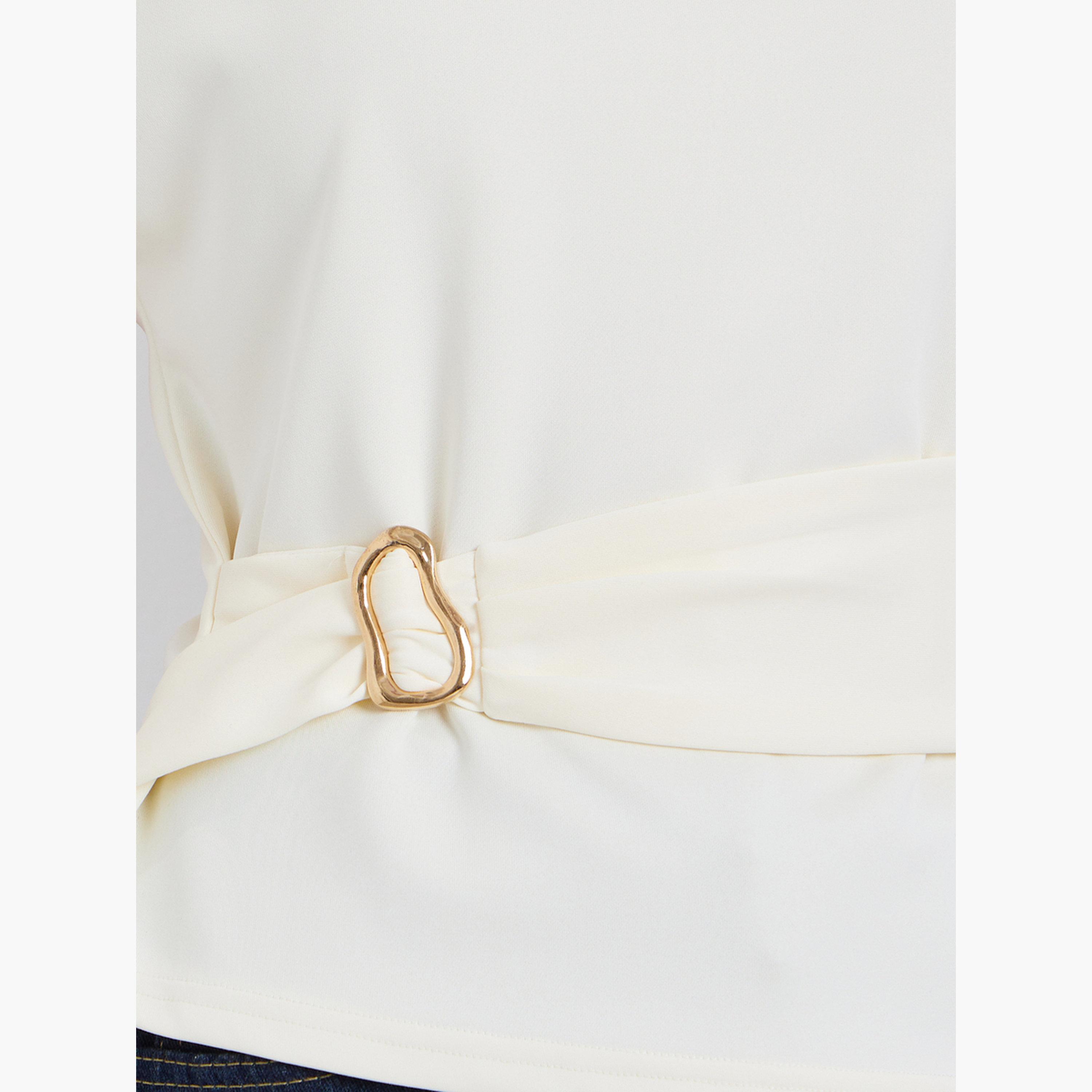 Styli Women Off-White Blouse with Belt Detail-women-clothing-shirtsandblouses-blouses-image-3