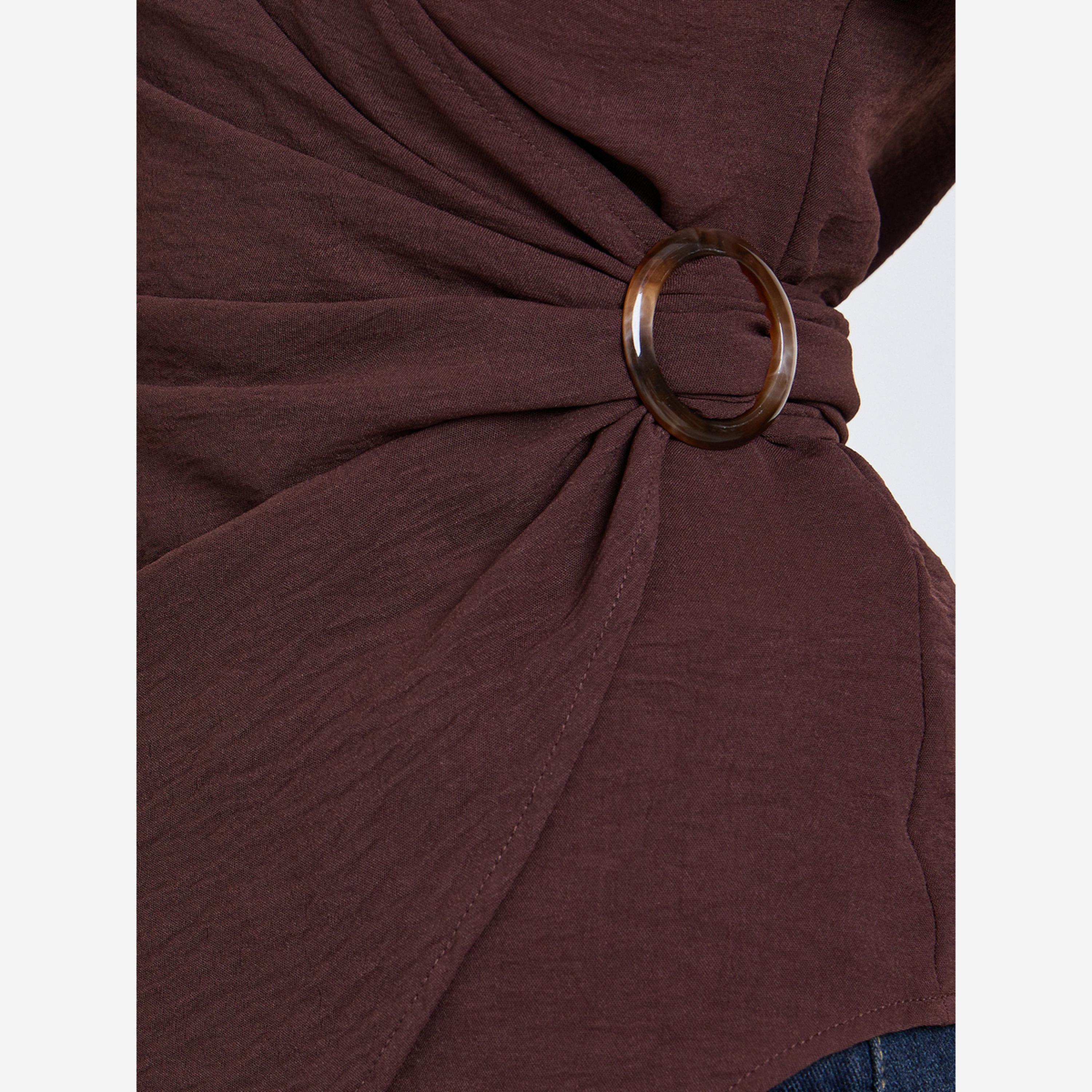 ستايلي - بلوزة للنساء ملفوفة لون برغندي أكمام طويلة-women-clothing-shirtsandblouses-blouses-image-4