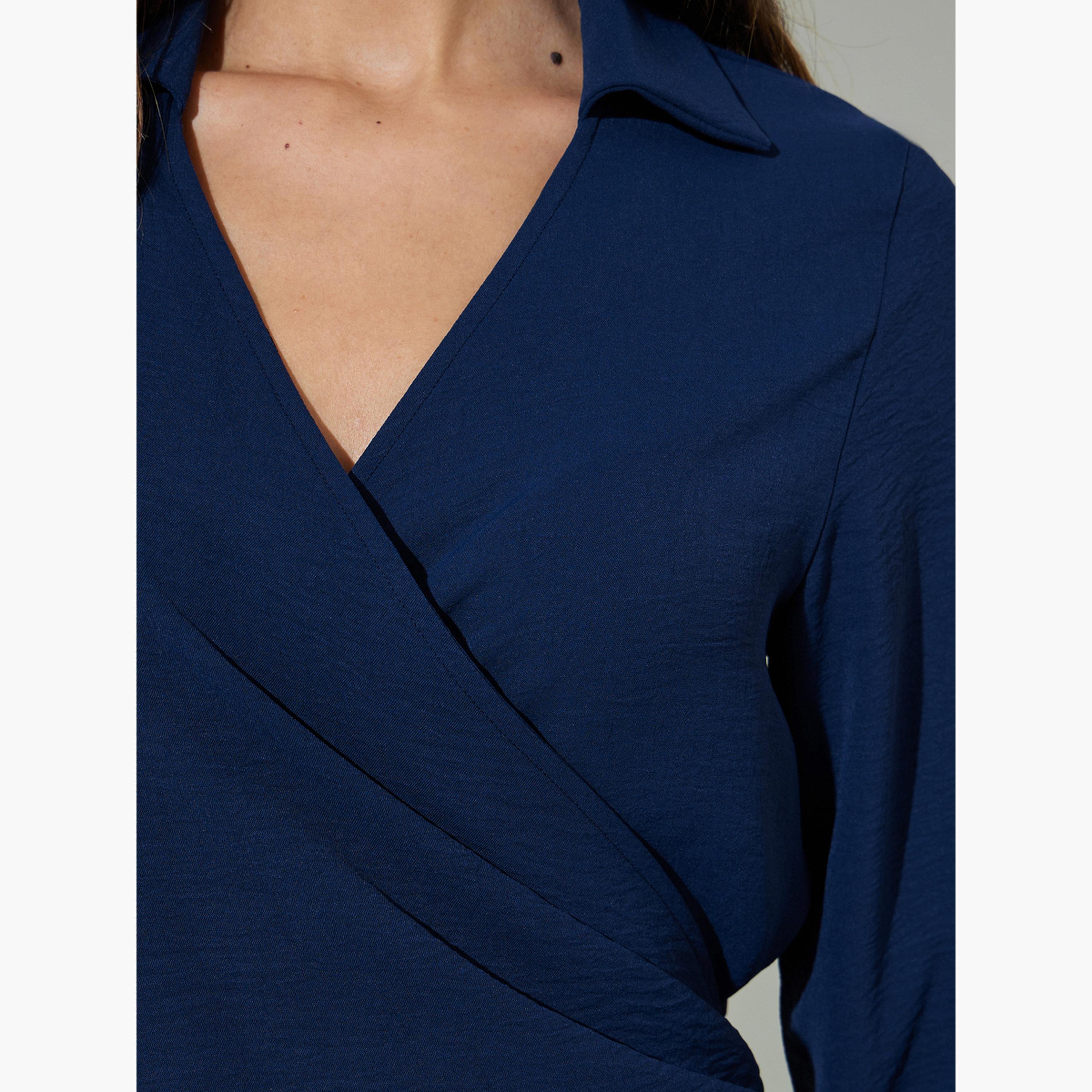 بلوزة بنمط لف وثنيات وتفاصيل إبزيم-women-clothing-shirtsandblouses-blouses-image-6