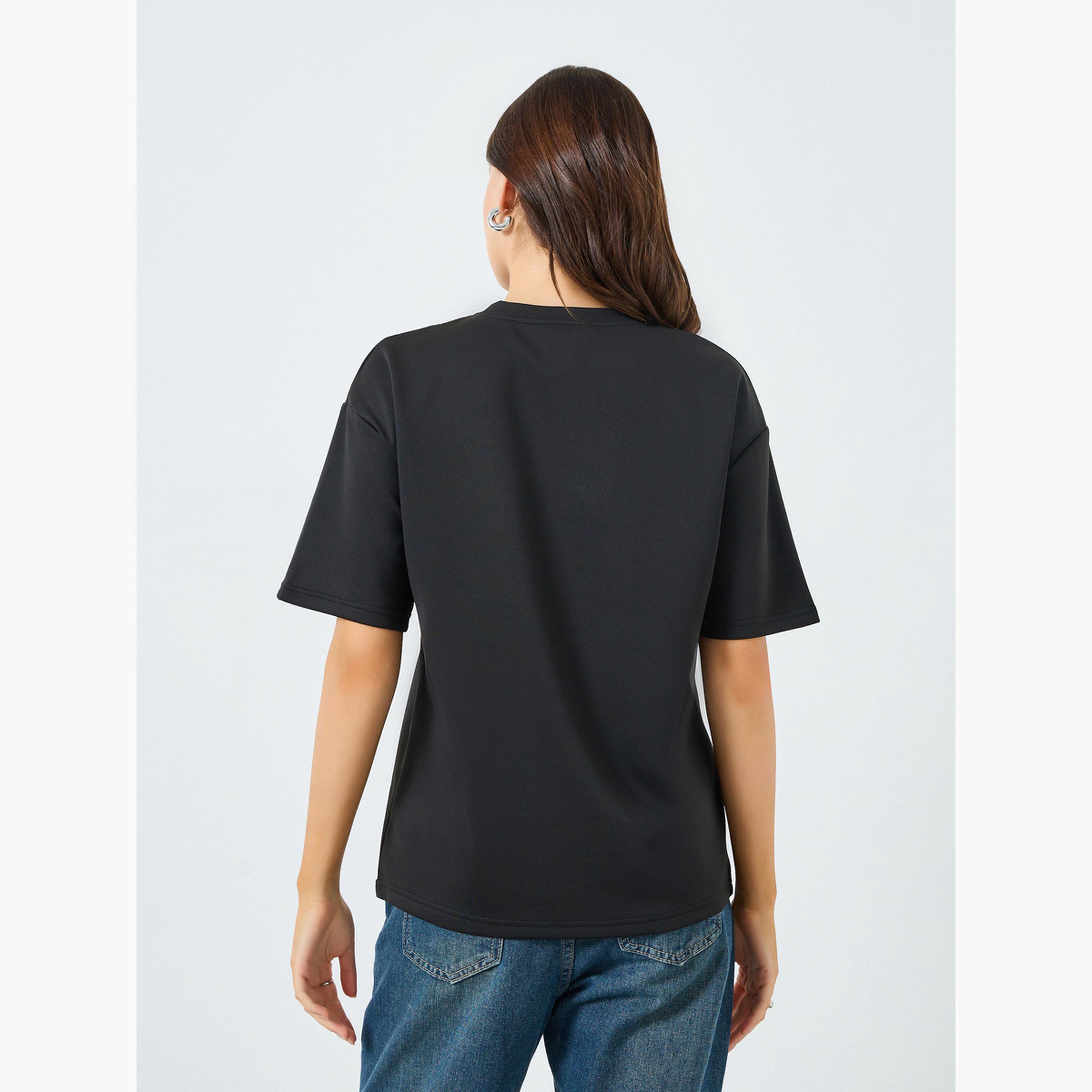 تيشيرت واسع مع وشاح رقبة-women-clothing-tshirts-image-4