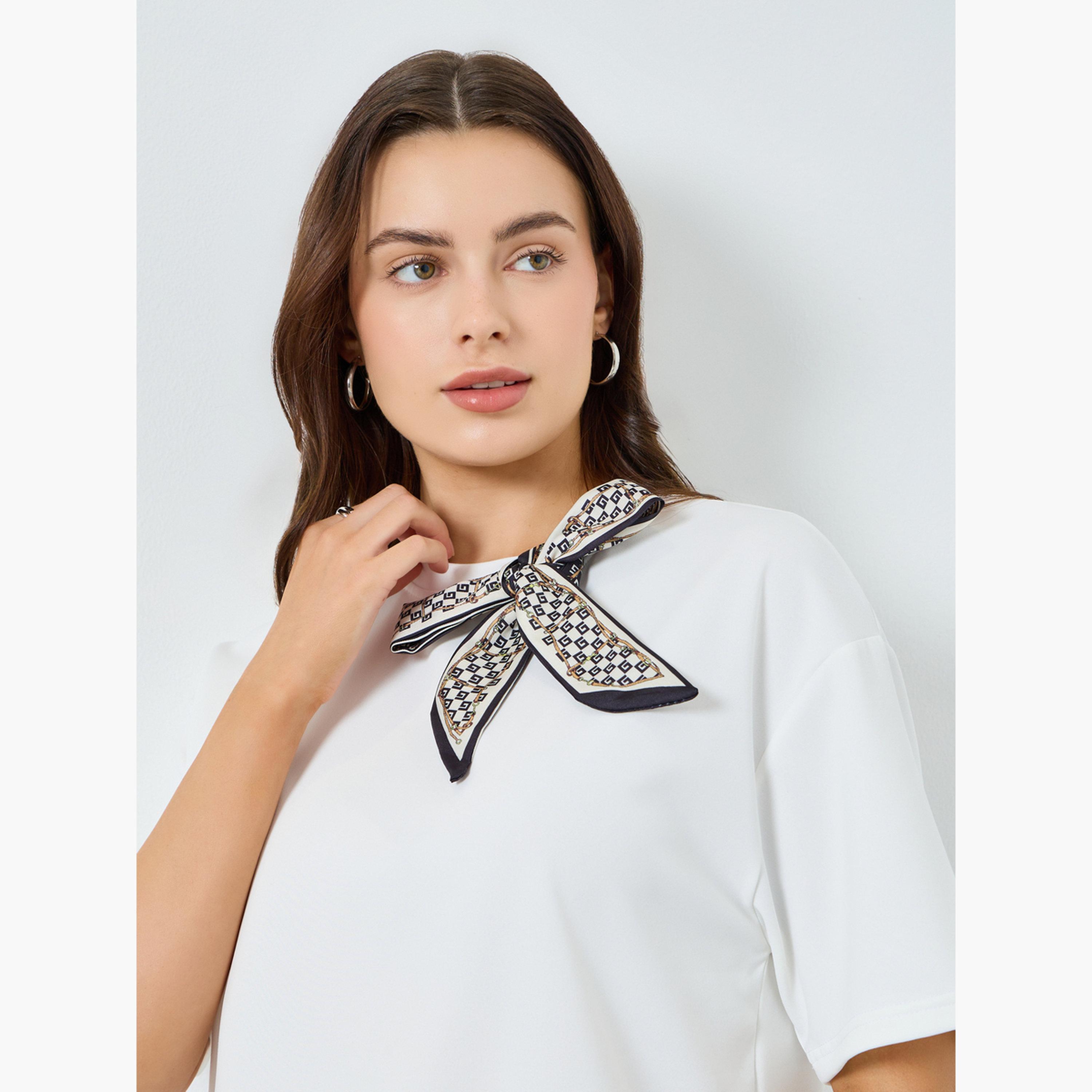 تيشيرت واسع مع وشاح رقبة-women-clothing-tshirts-image-3