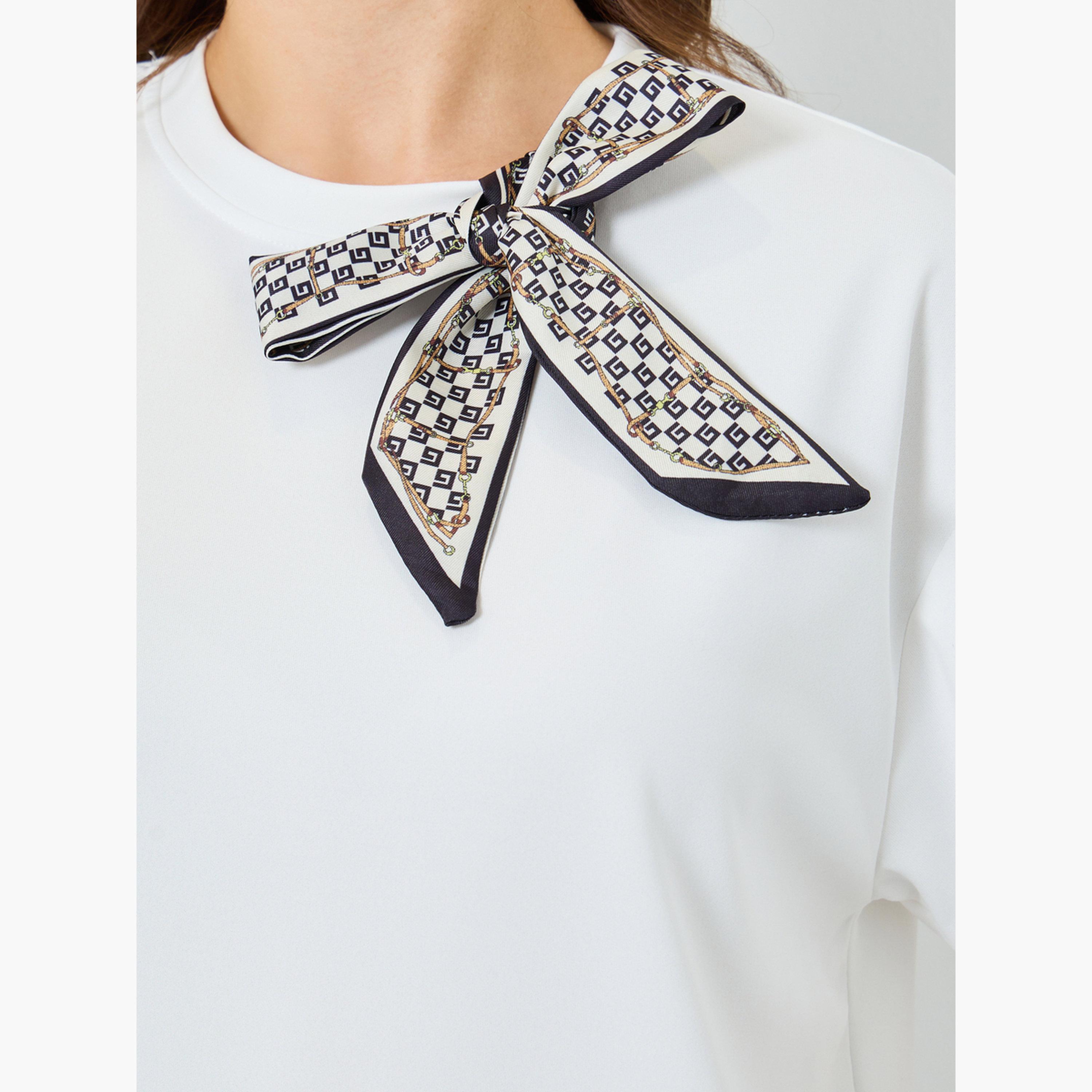 تيشيرت واسع مع وشاح رقبة-women-clothing-tshirts-image-4