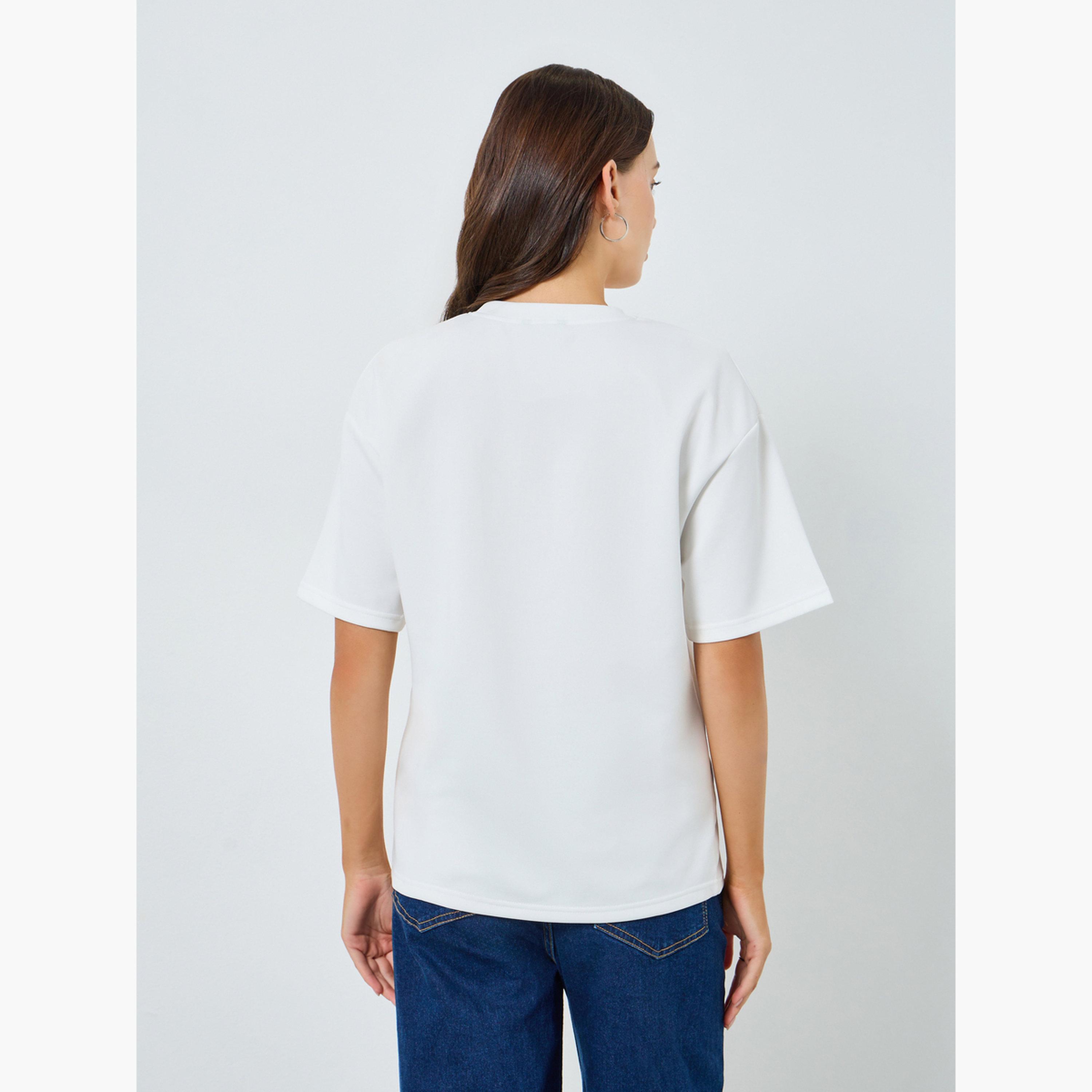 تيشيرت واسع مع وشاح رقبة-women-clothing-tshirts-image-5