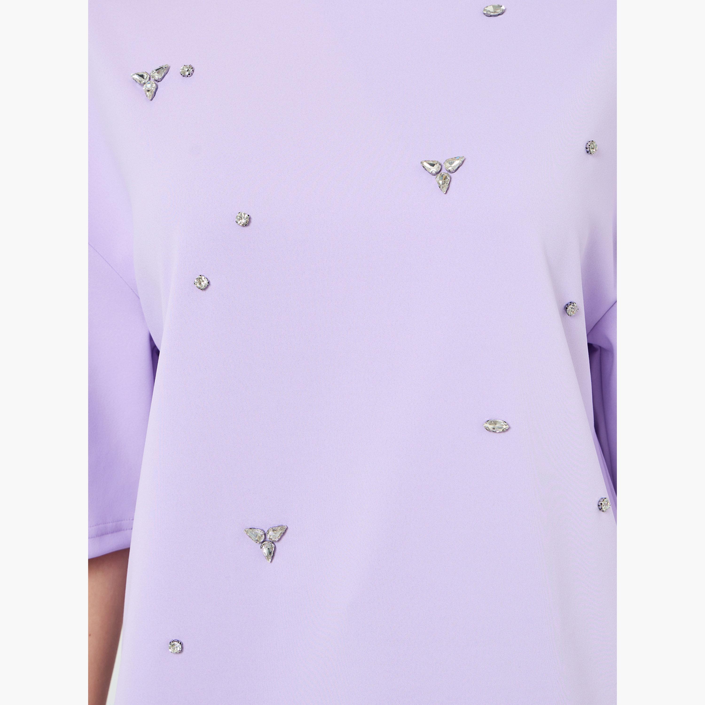 Styli Women Lilac Embellished Oversized T-Shirt-women-clothing-tshirts-image-3