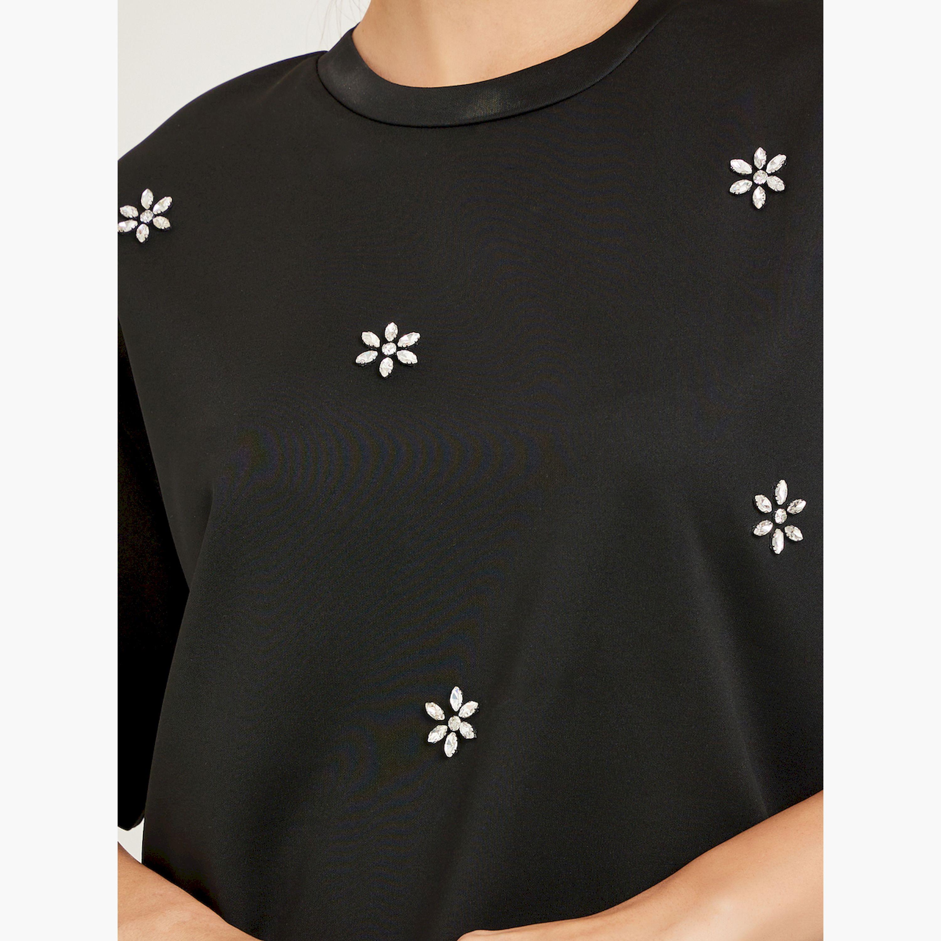 Styli Black Embellished Oversized T-Shirt-women-clothing-tshirts-image-5