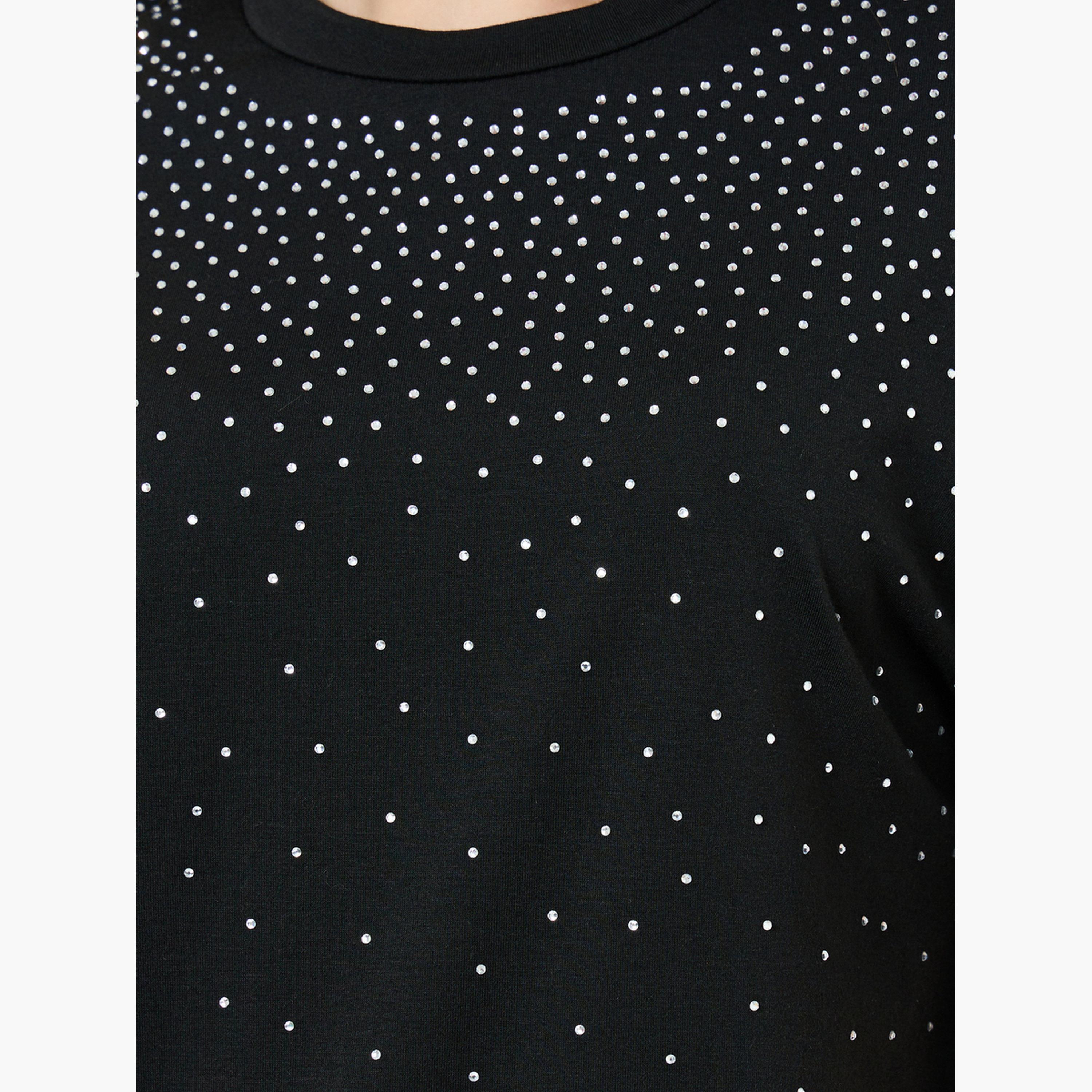 Styli Black Embellished Oversized T-Shirt-women-clothing-tshirts-image-5