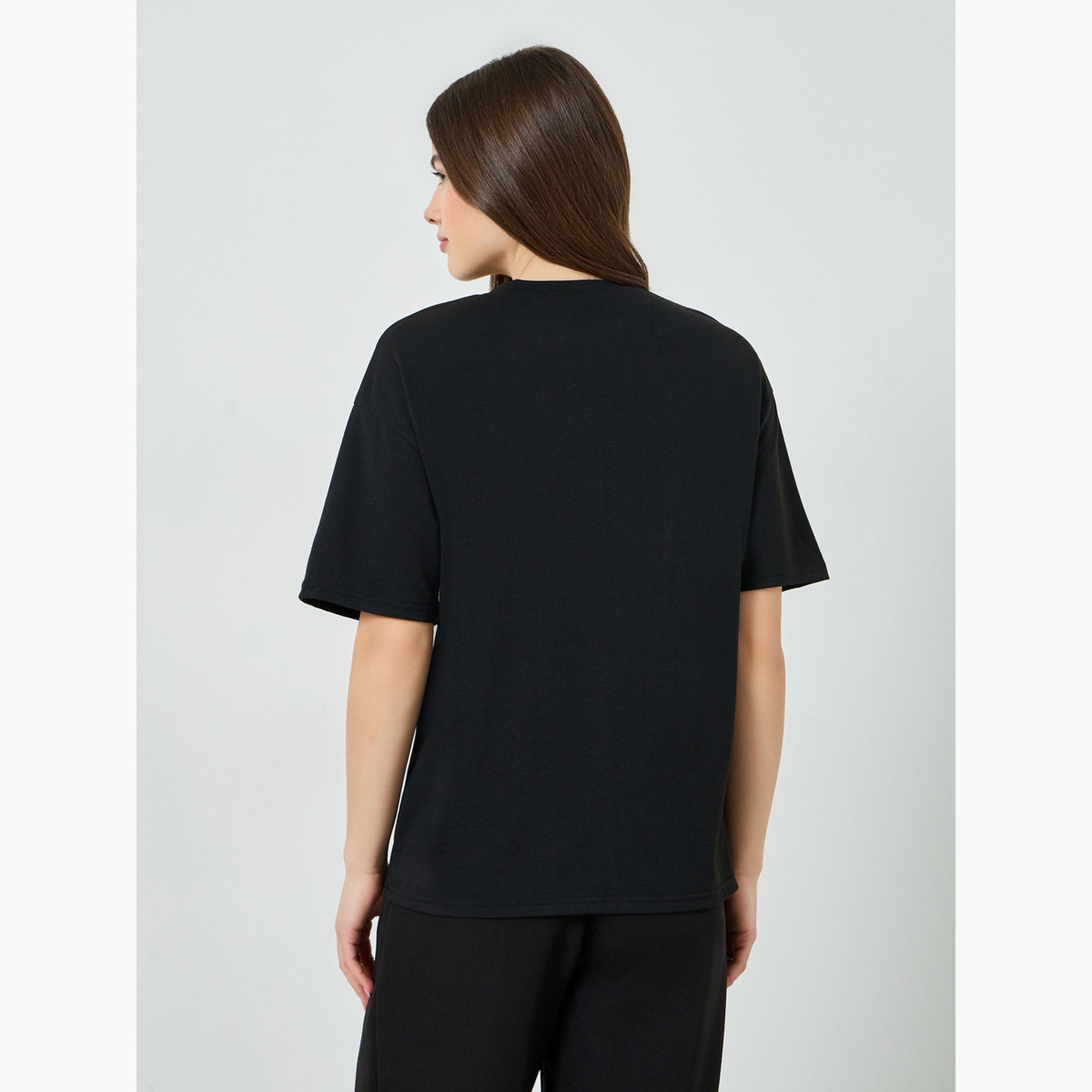 Styli Black Embellished Oversized T-Shirt-women-clothing-tshirts-image-6
